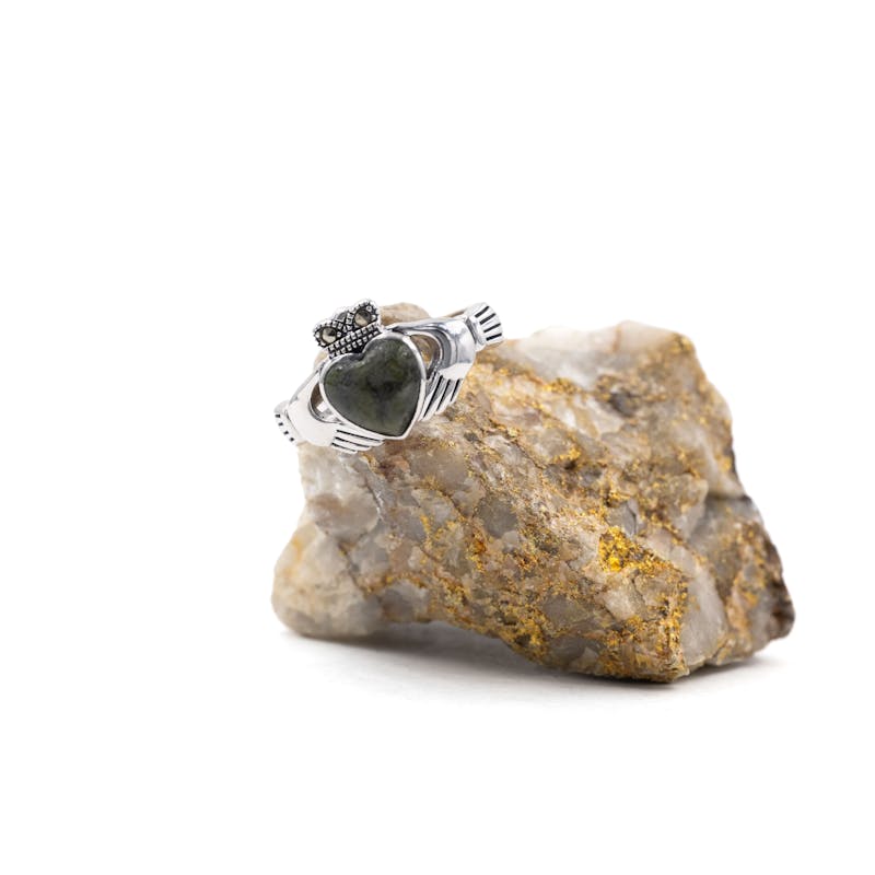 Claddagh Ring with Connemara Marble Heart, From… My Irish Jeweler
