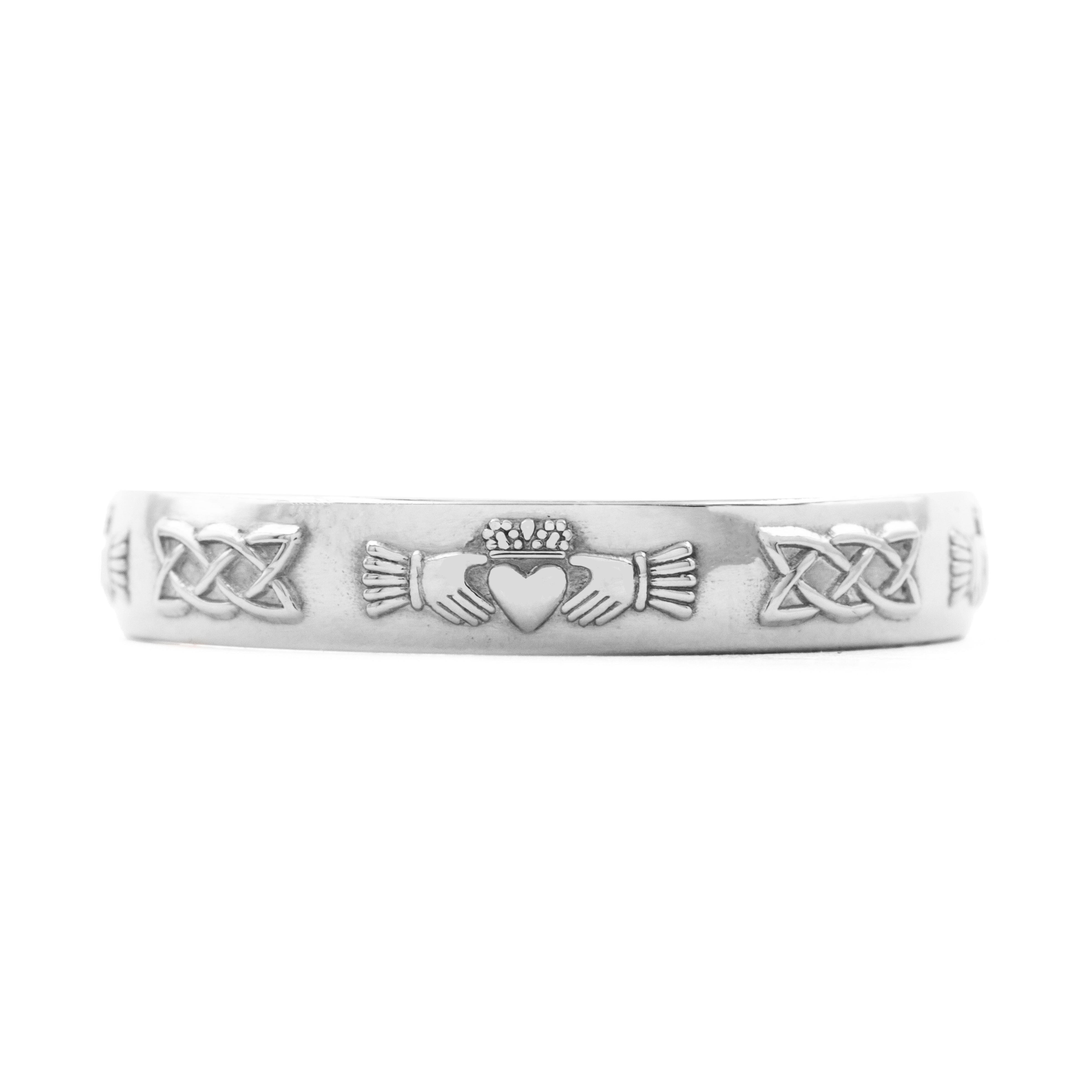 Cladagh Celtic Band 14 K white Gold crop