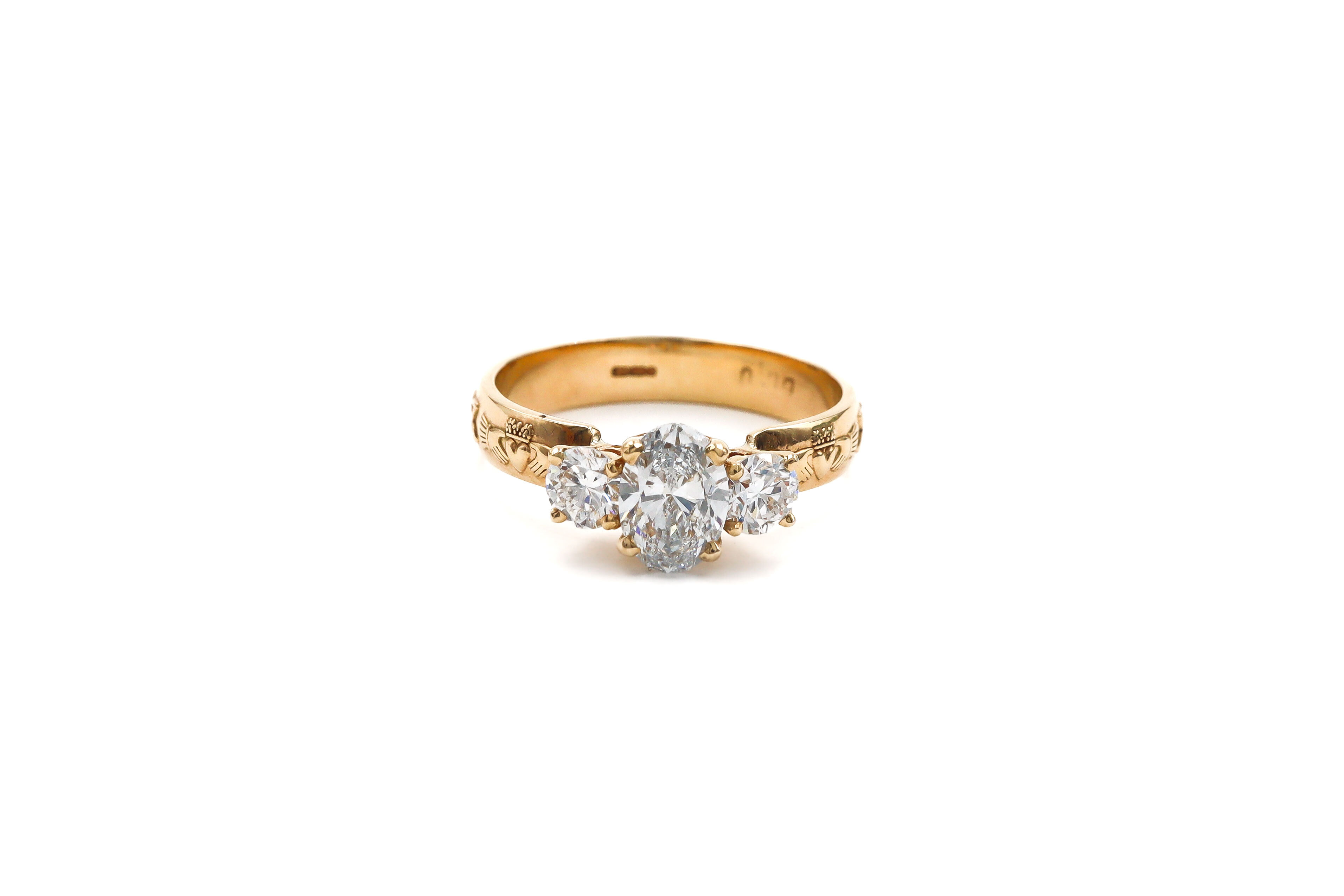 Authentic Yellow Gold Claddagh & Celtic Knot 0.75ct Lab Grown Diamond Ring For Women With a Polished Finish