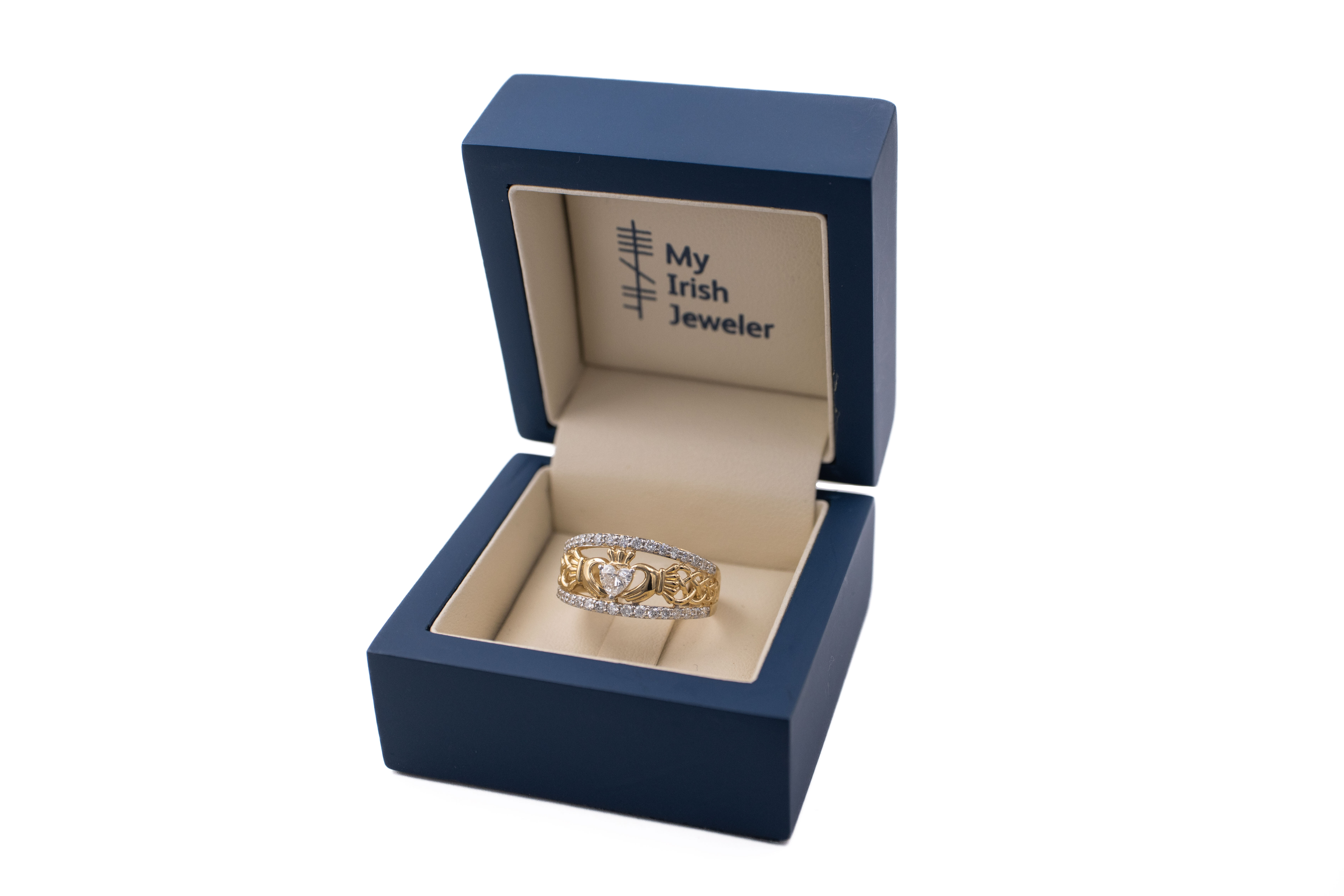 Genuine 14K Yellow Gold Claddagh Ring For Women With a Polished Finish. In Luxury Packaging.