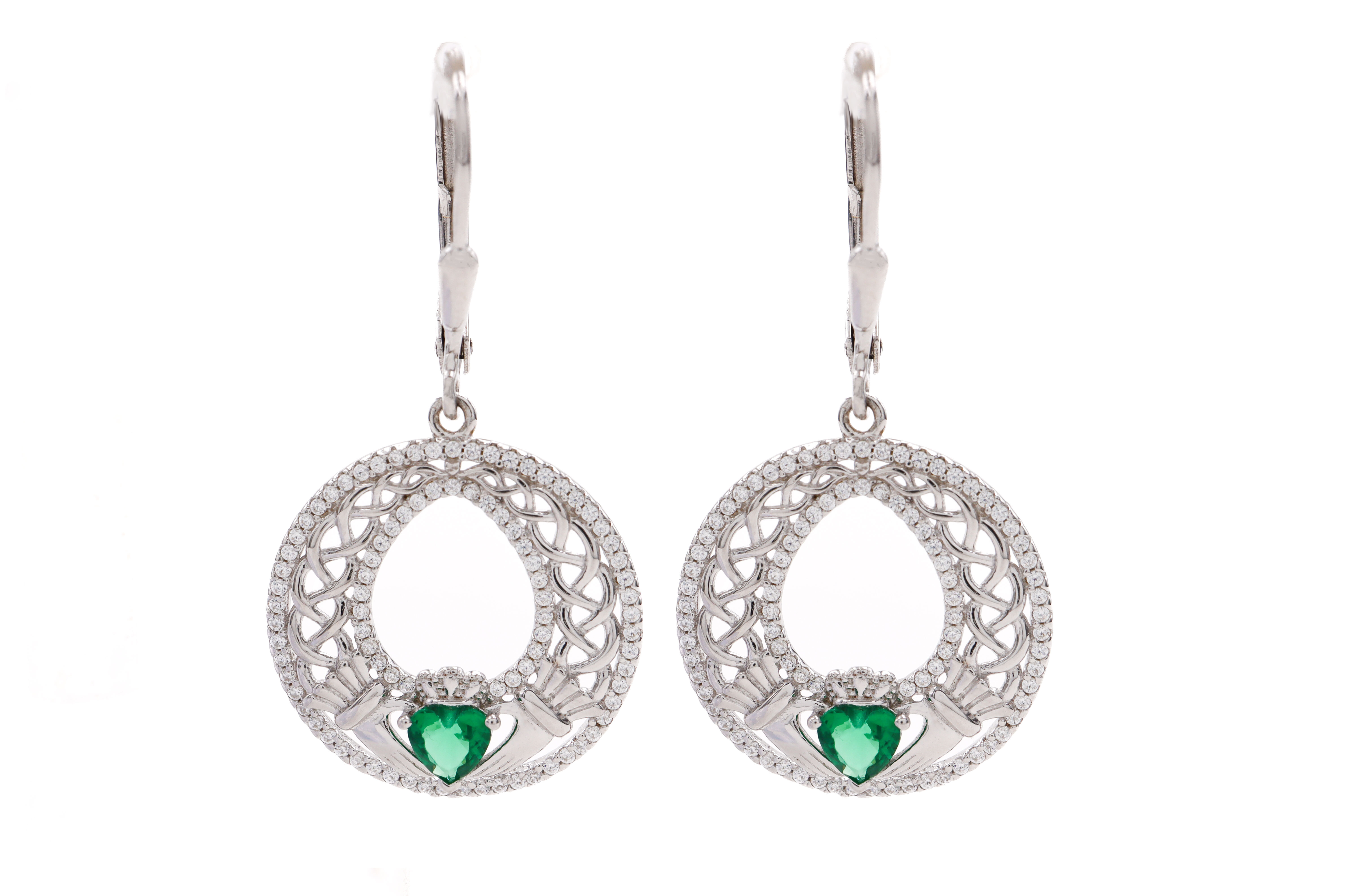 Claddagh Celtic Knot Drop Earrings Sku 25268 White background