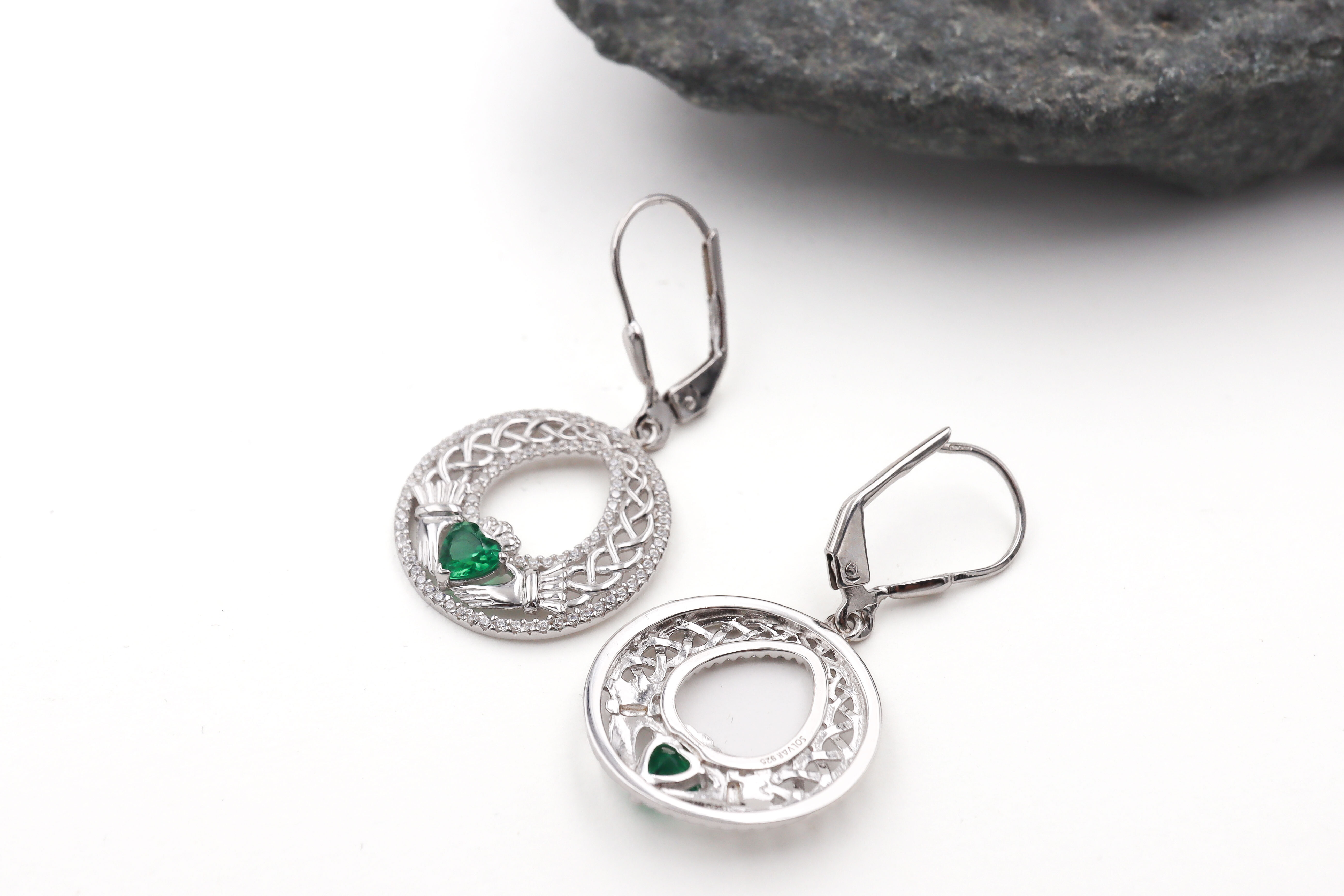 Claddagh Celtic Knot Drop Earrings Sku 25268 back