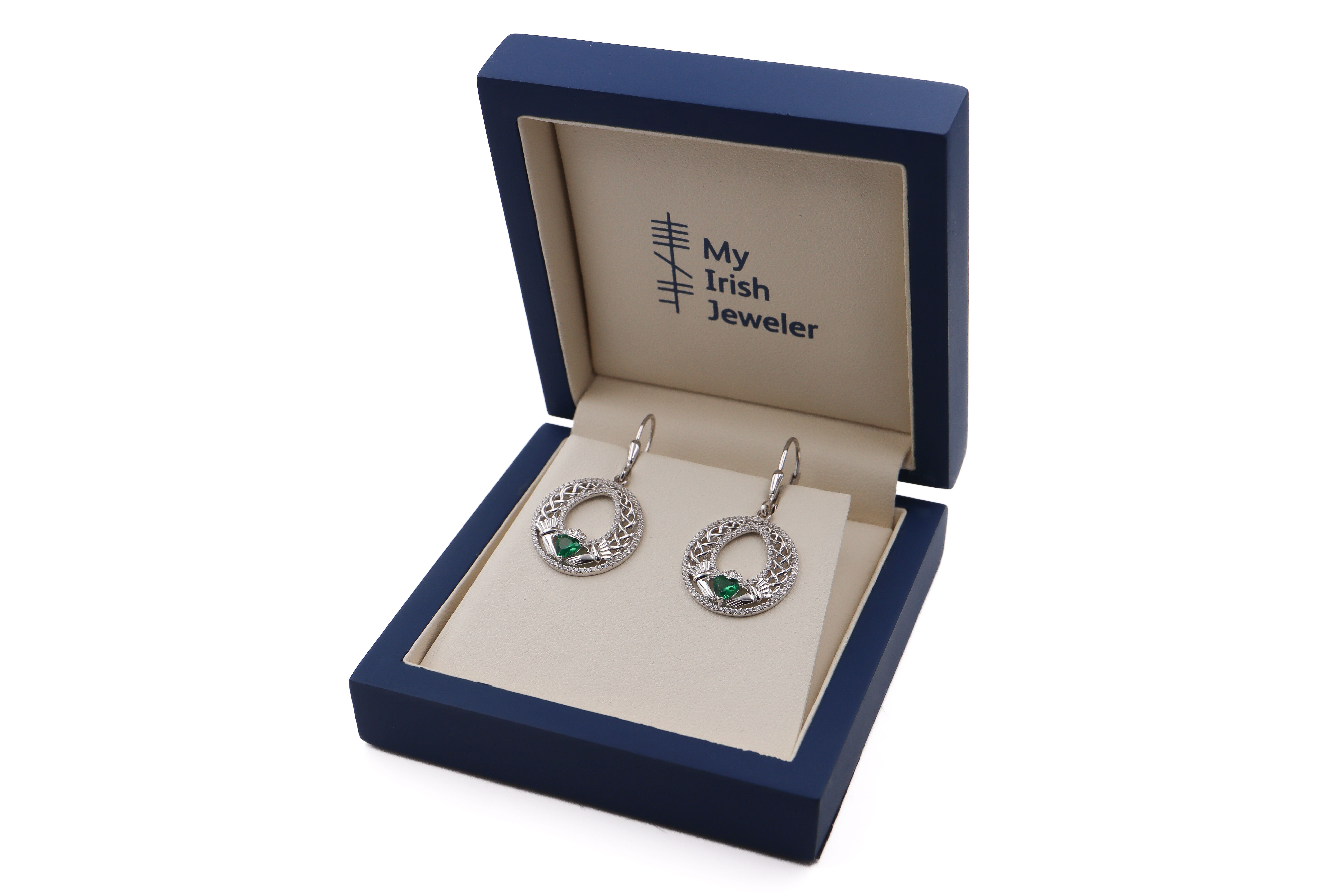 Claddagh Celtic Knot Drop Earrings Sku 25268 box