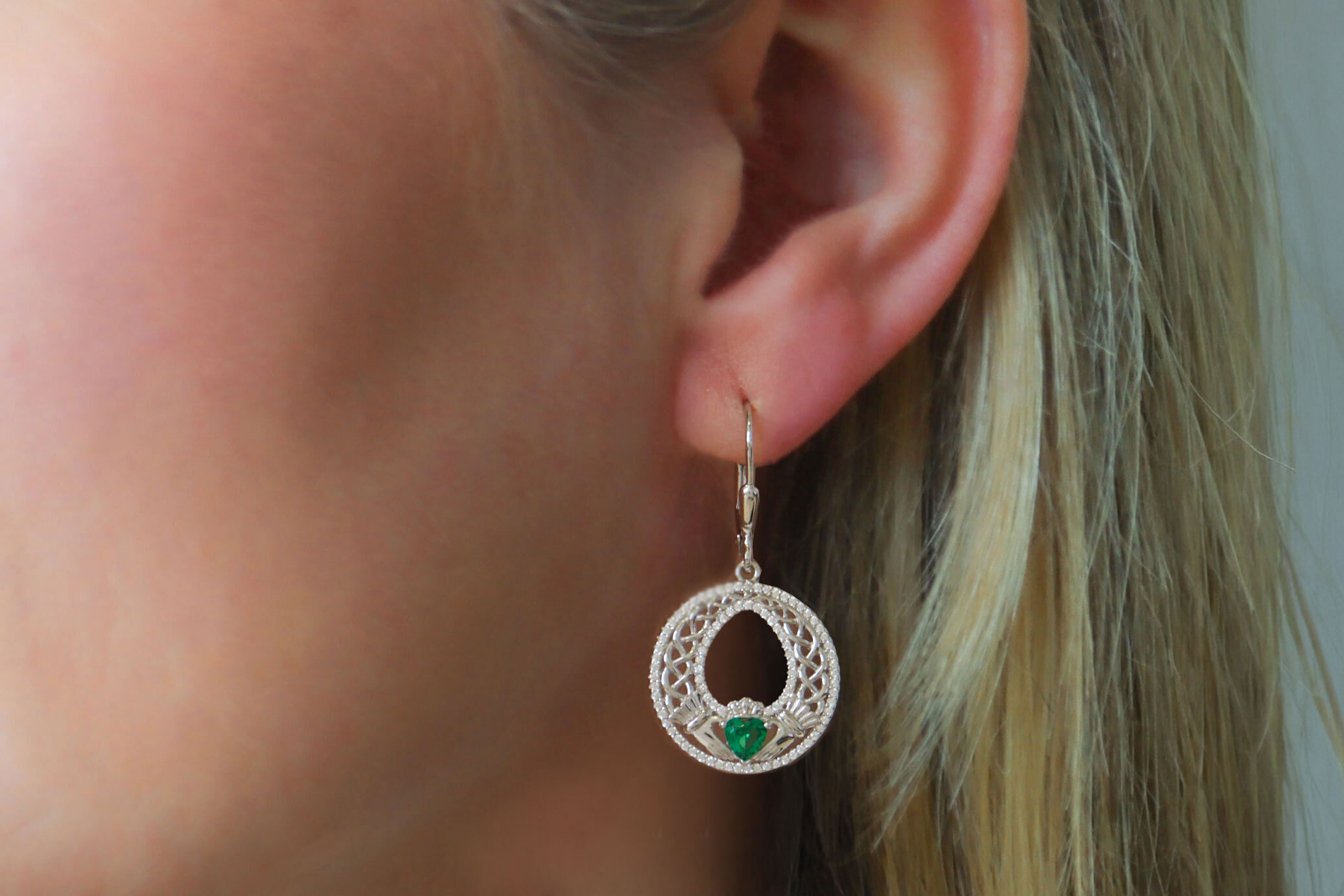 Claddagh Celtic Knot Drop Earrings Sku 25268 model
