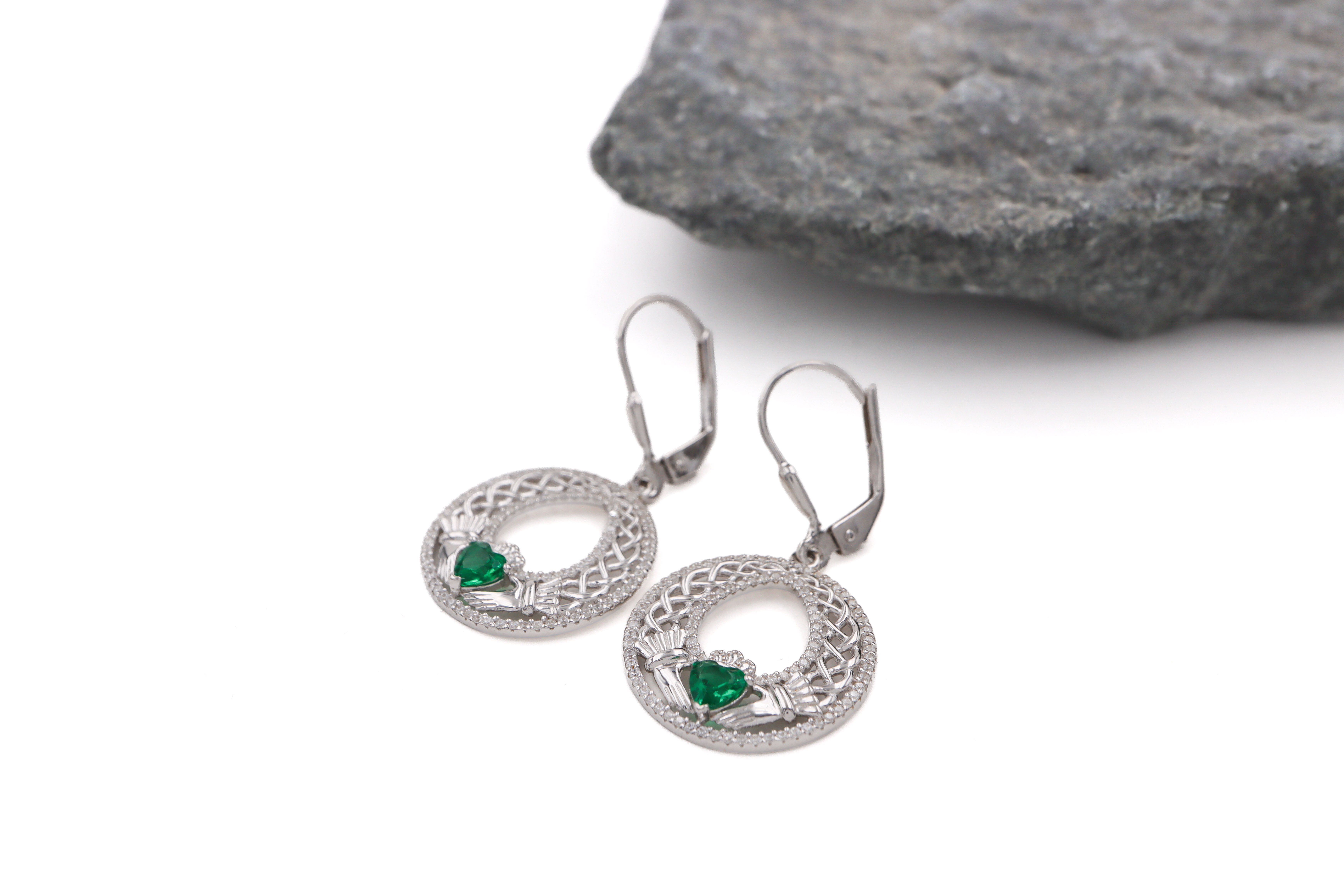 Claddagh Celtic Knot Drop Earrings Sku 25268 side