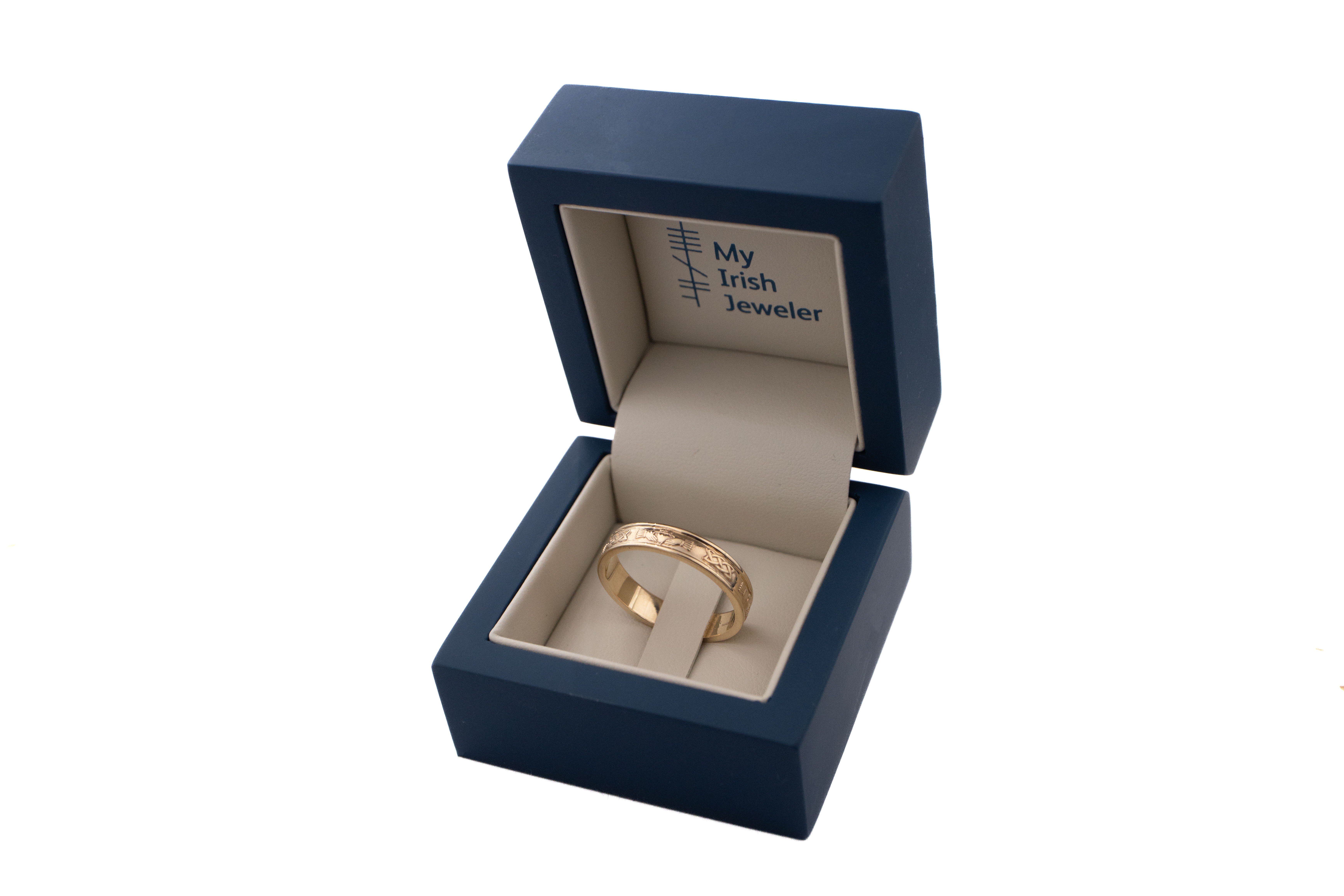 Polished 14K Yellow Gold Claddagh Gift Set. In Luxury Packaging.