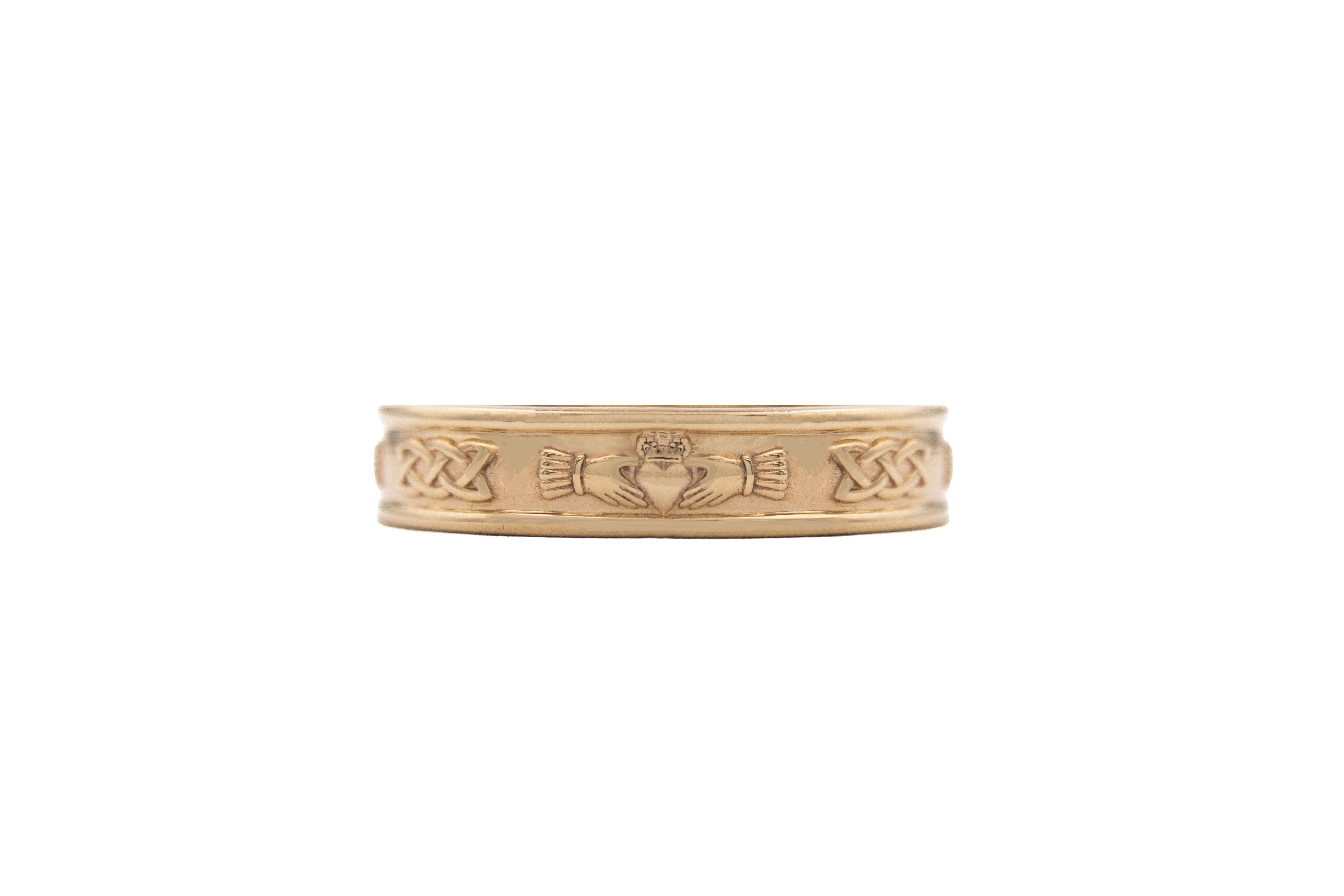 Authentic Yellow Gold Claddagh Ring With a Polished Finish For Women