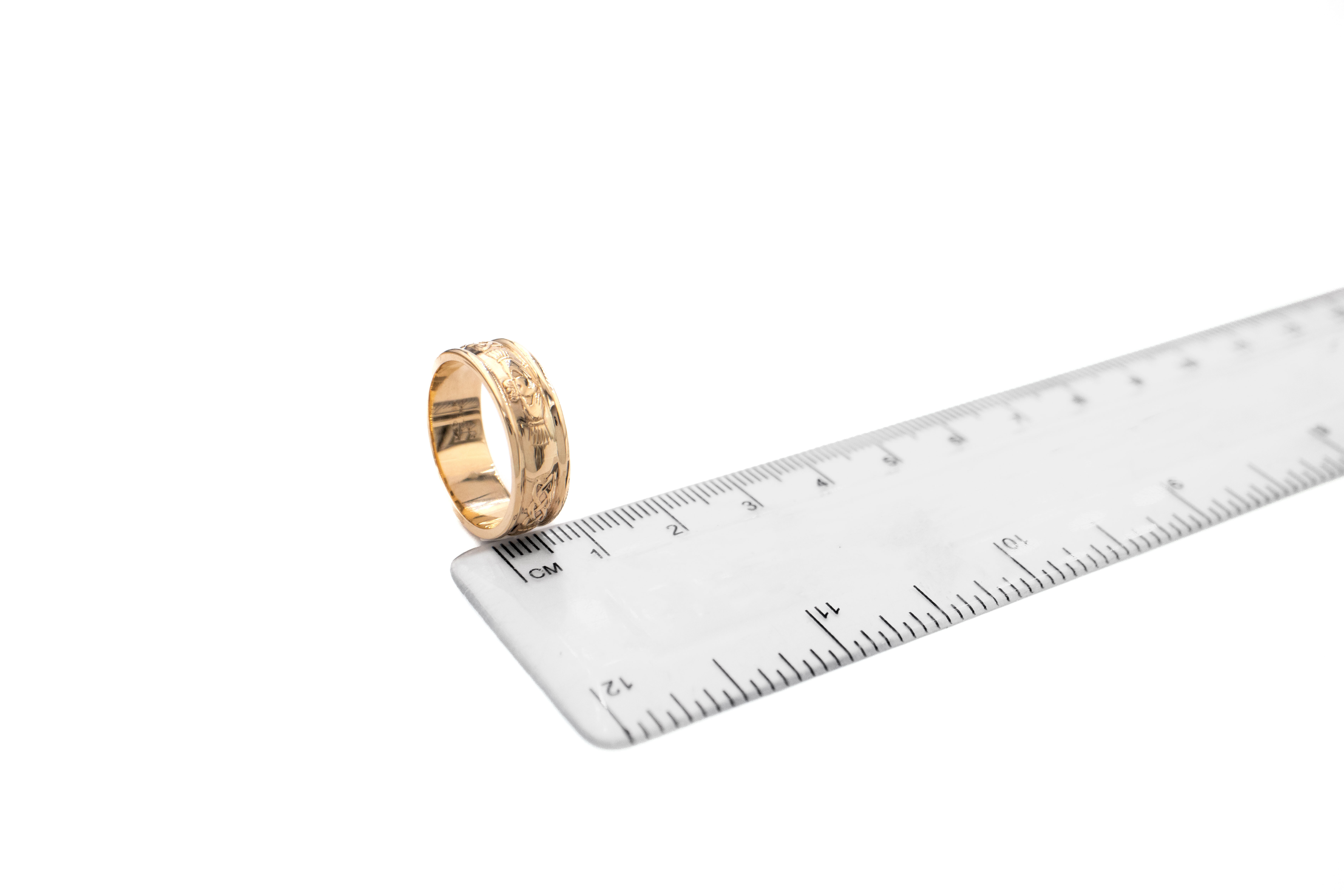 Gorgeous Polished Yellow Gold Claddagh Gift Set. Picture For Scale.