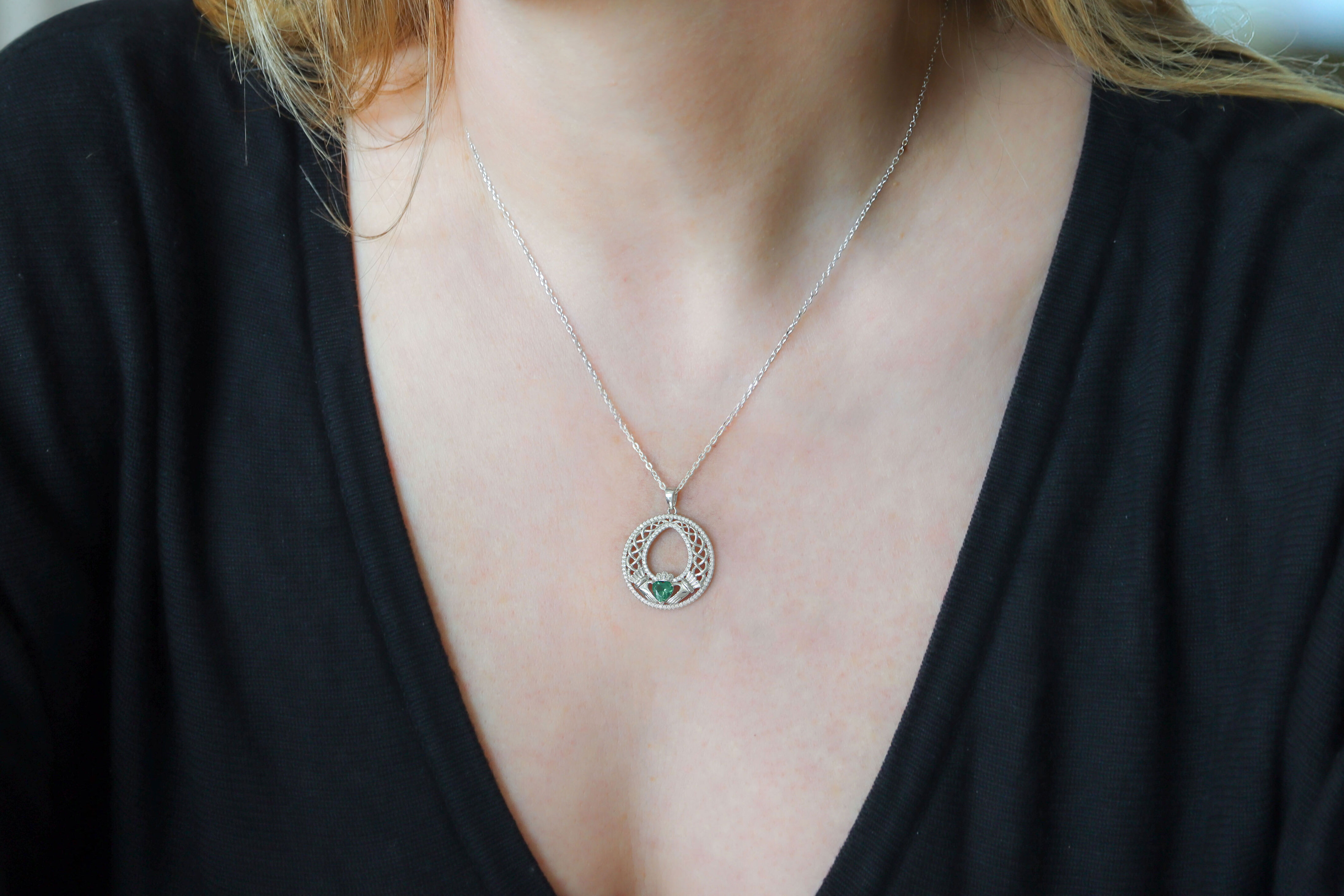 Claddagh Celtic Necklace Sku 25267 model