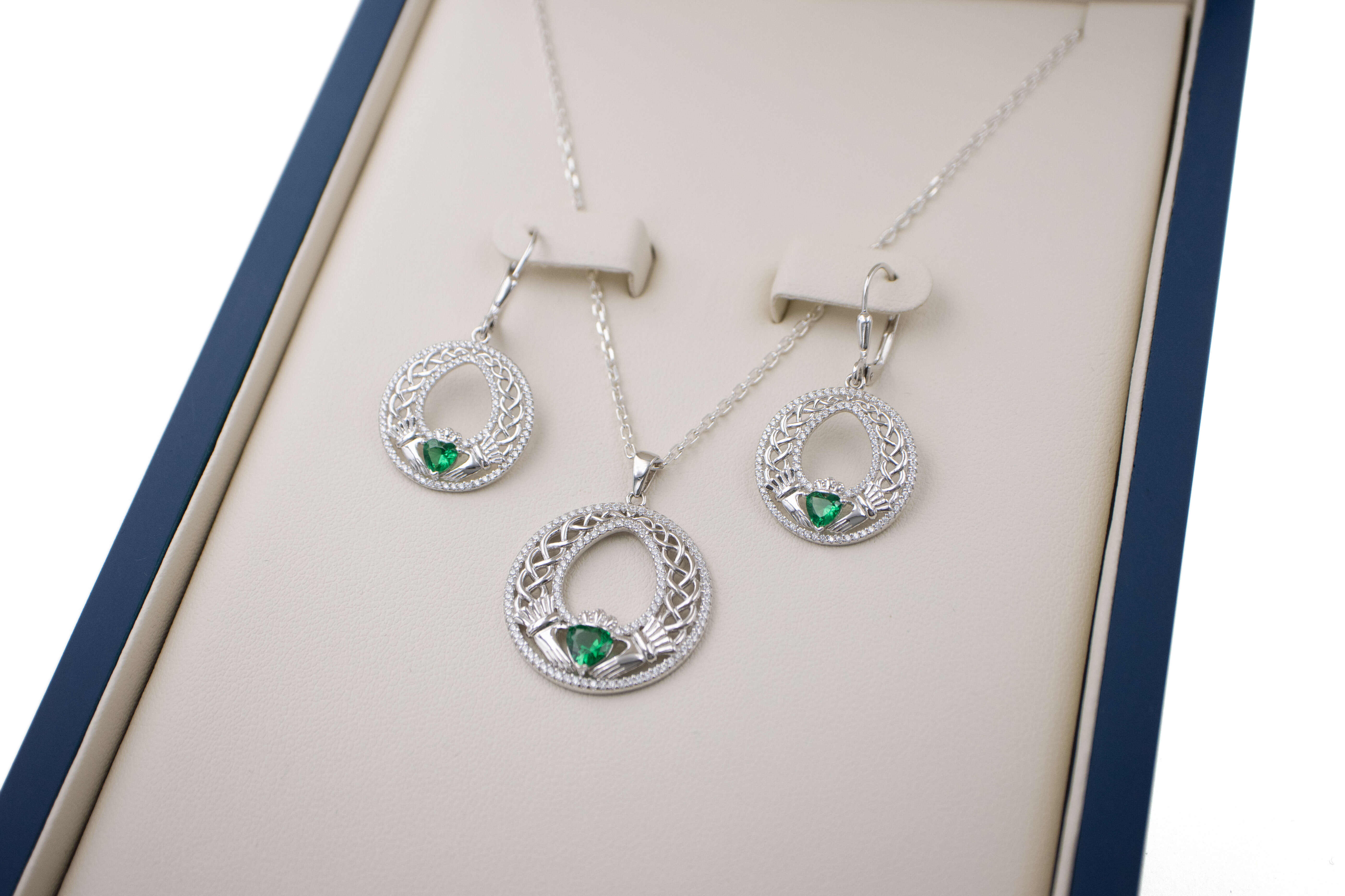 Claddagh Celtic Necklace and Earring Gift Set box