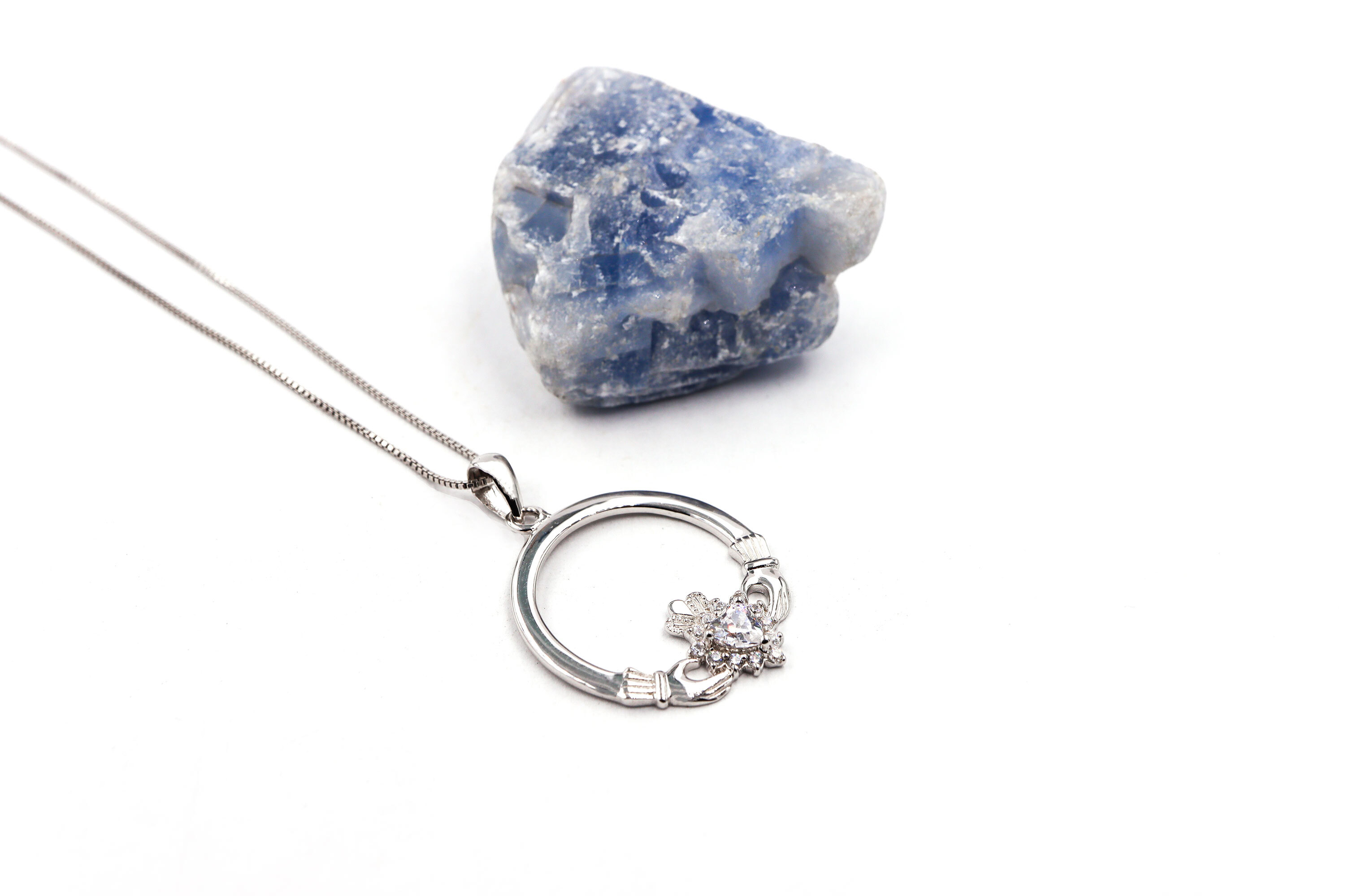 Real Sterling Silver Claddagh Necklace For Women