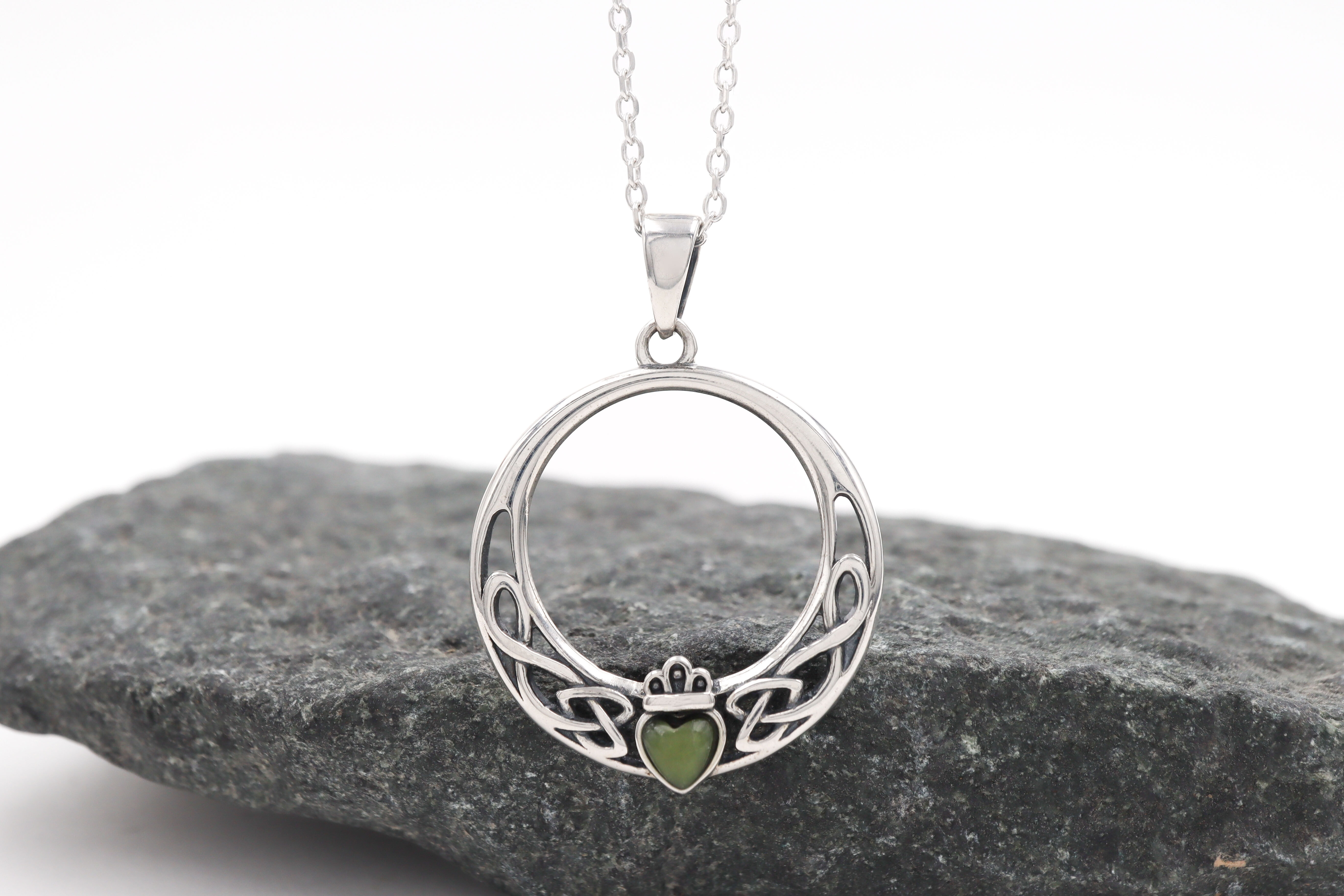 Claddagh Connemara Marble Necklace S Ku 25211 front