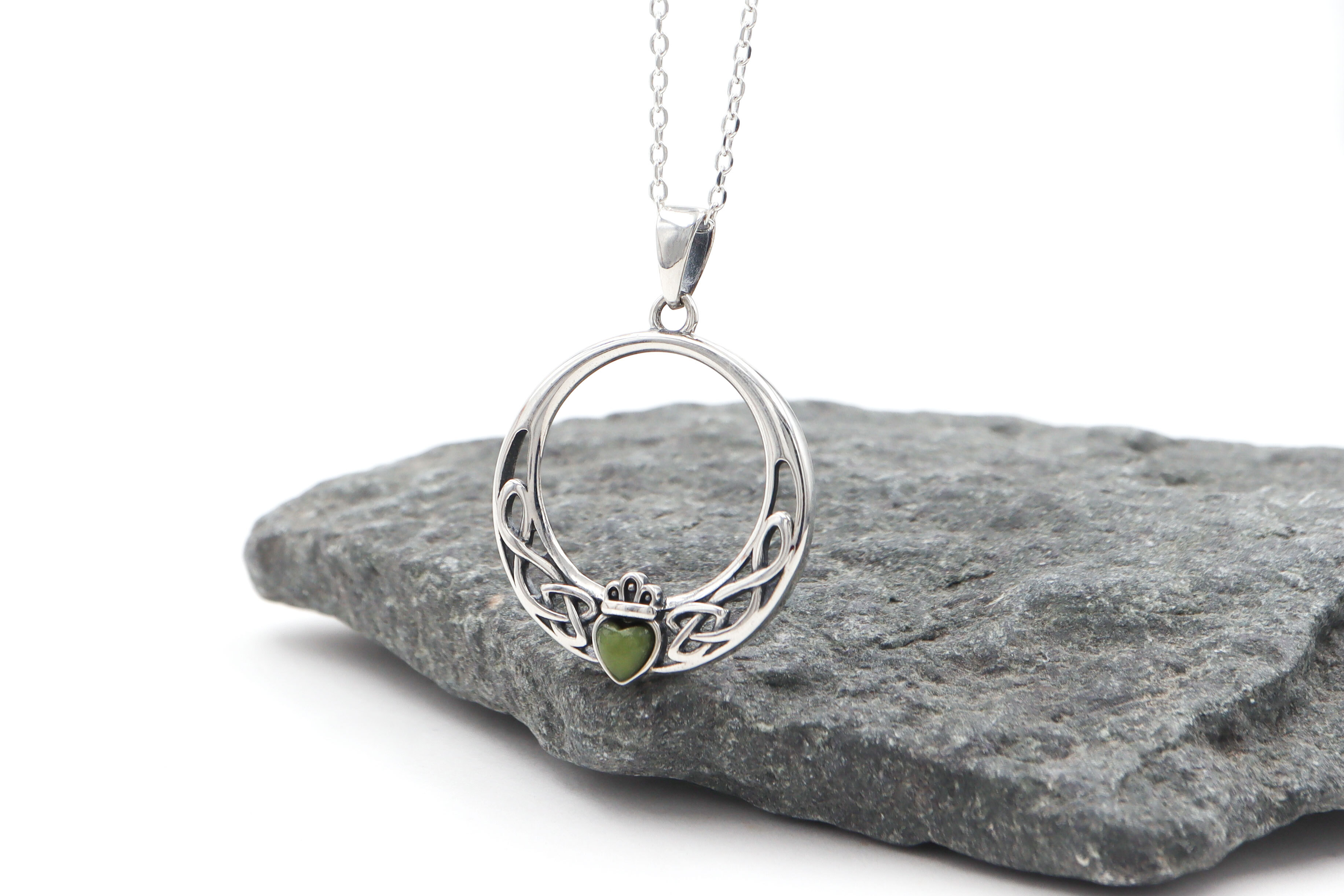 Claddagh Connemara Marble Necklace S Ku 25211 side