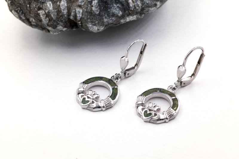 Attractive Sterling Silver Claddagh & Connemara Marble Gift Set For Women