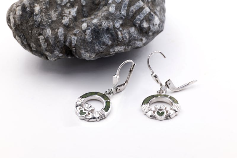 Real Sterling Silver Claddagh & Connemara Marble Gift Set For Women