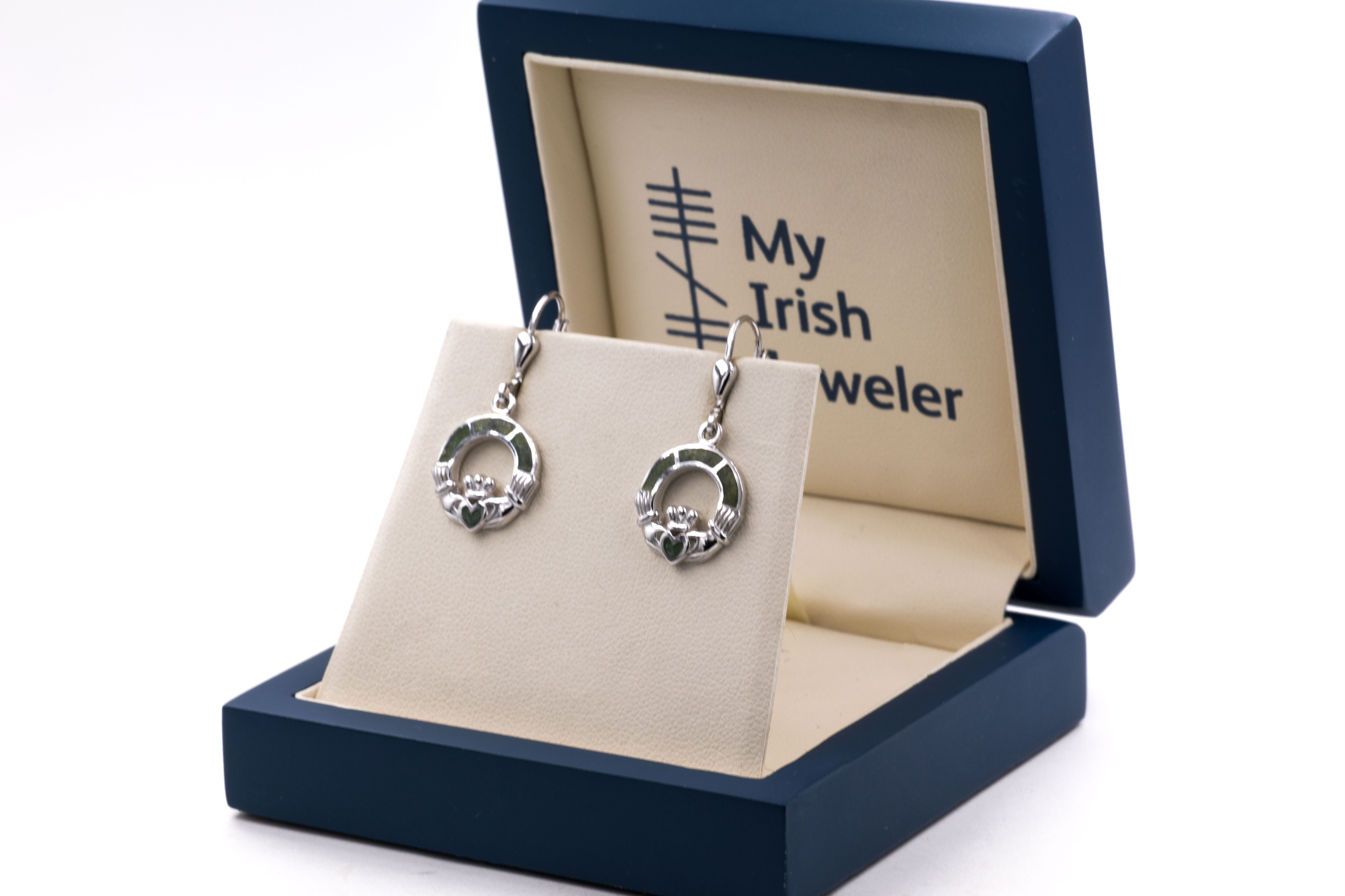 Womens Claddagh Earrings in Sterling Silver