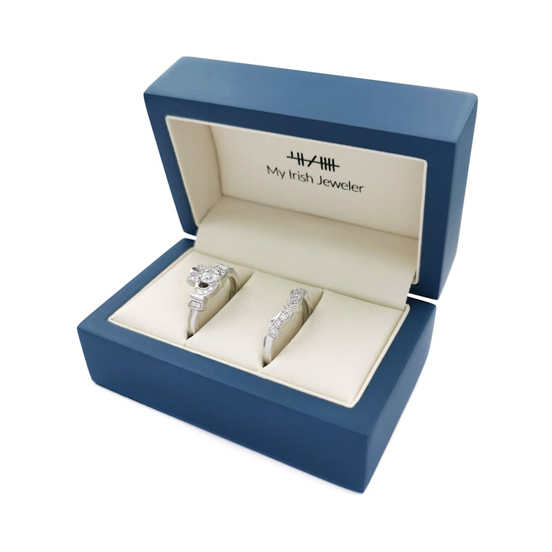 Womens Striking White Gold Claddagh 0.50ct Lab Grown Diamond Ring. In Luxury Packaging.