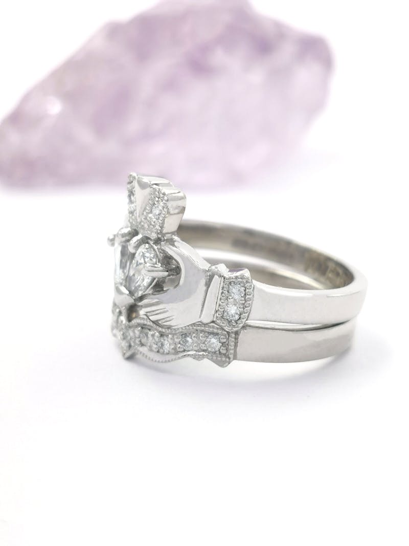 Claddagh Engagement & Wedding Ring Set with… My Irish Jeweler