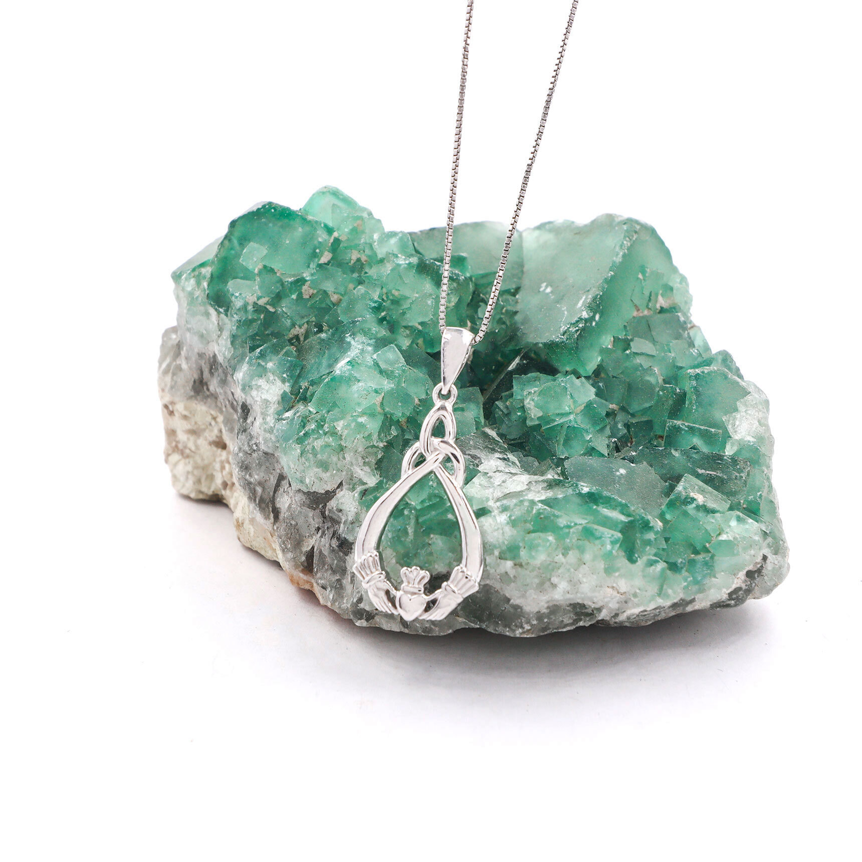 Sterling Silver Claddagh Trinity Necklace