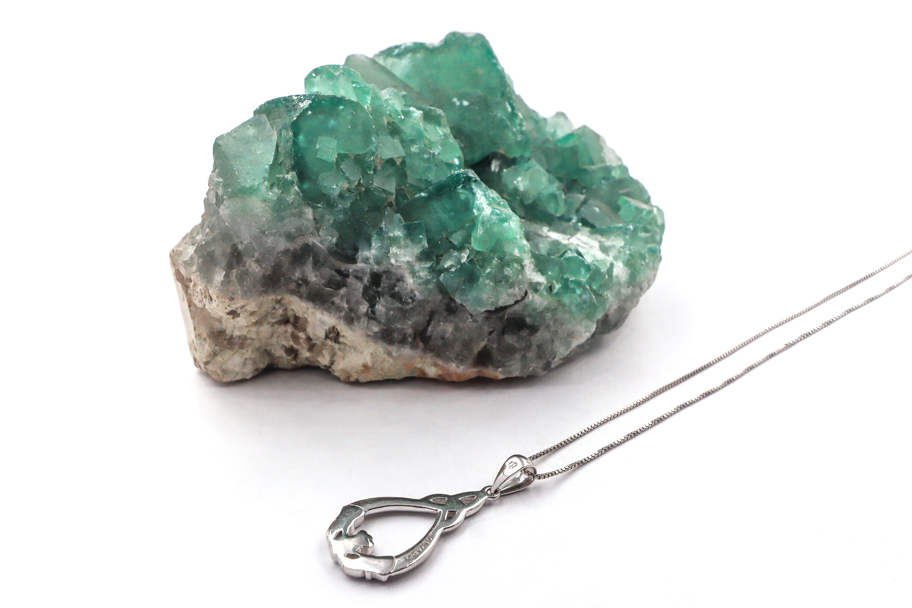 Womens Claddagh & Trinity Knot Necklace in Sterling Silver