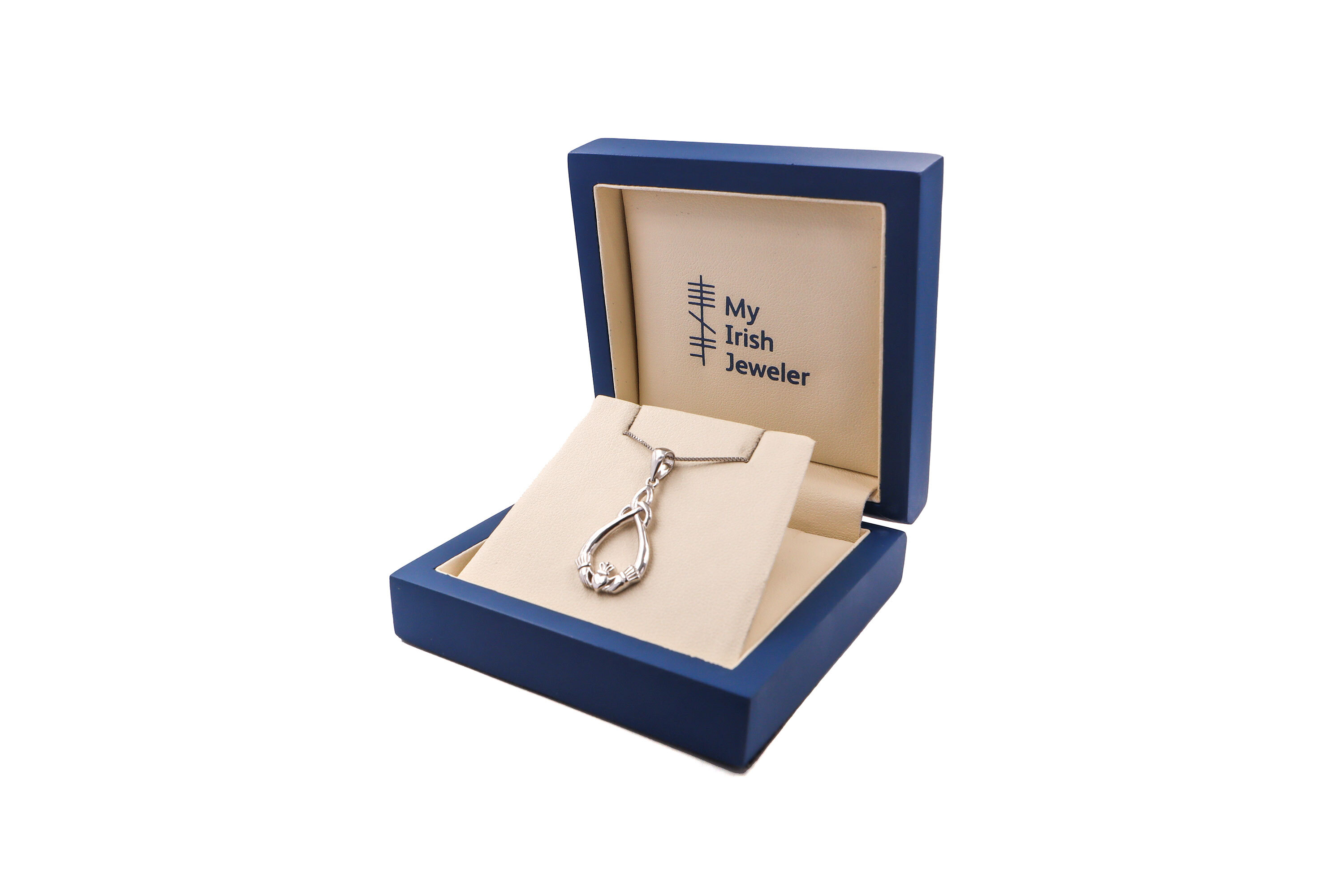 Womens Claddagh Necklace in Sterling Silver