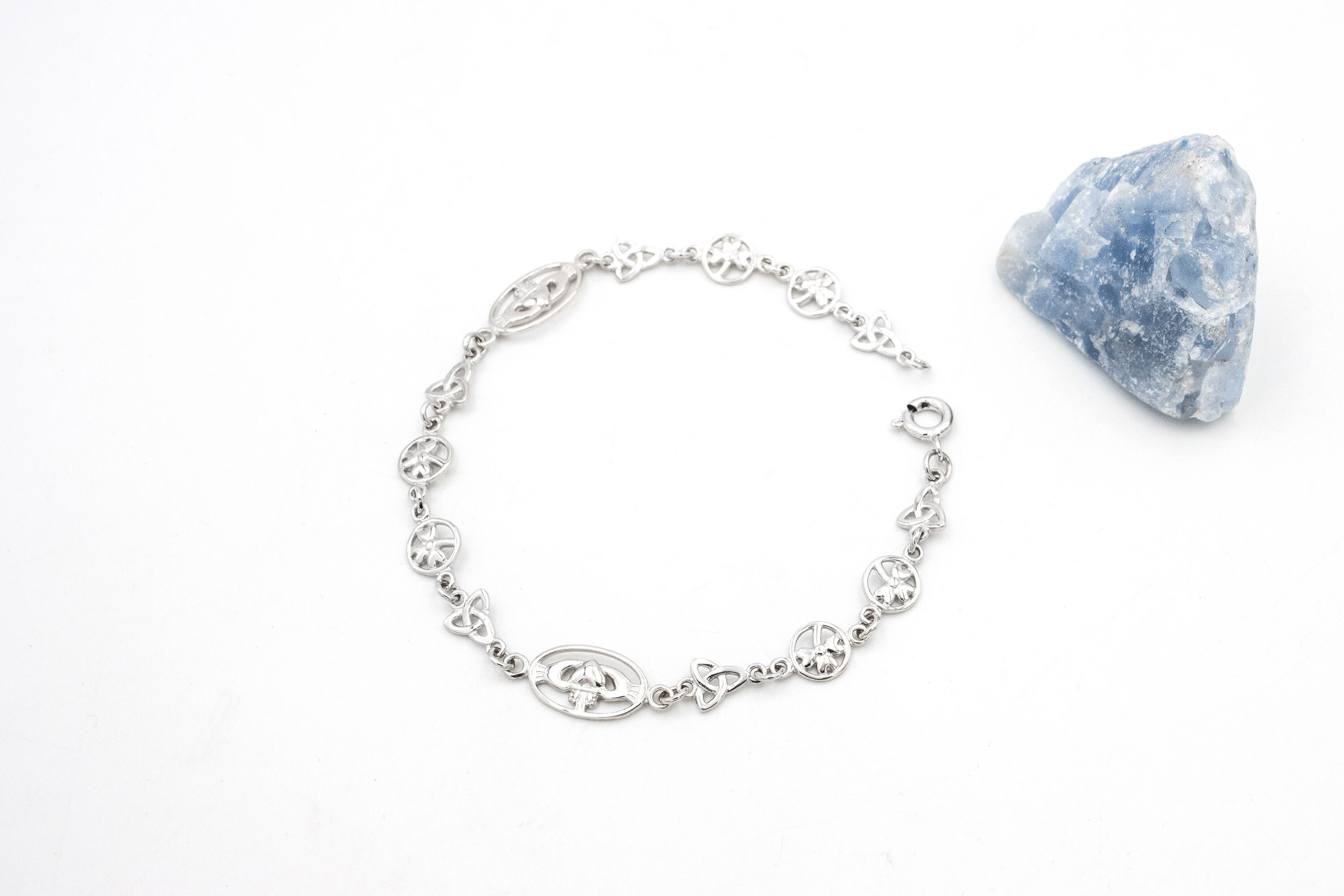 Womens Sterling Silver Claddagh Bracelet