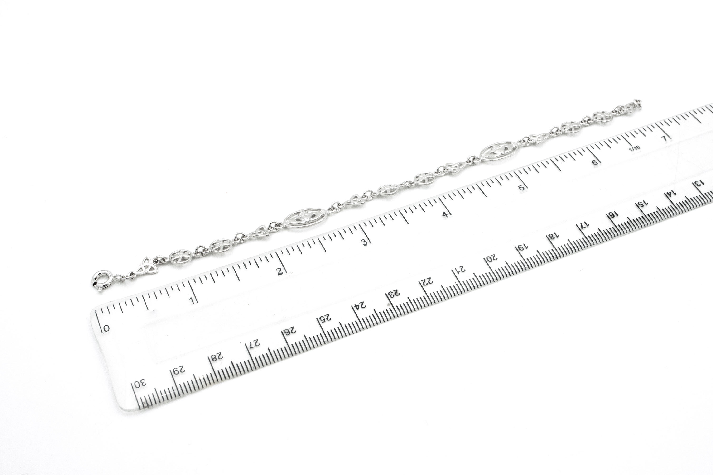 Womens Sterling Silver Claddagh & Trinity Knot Bracelet