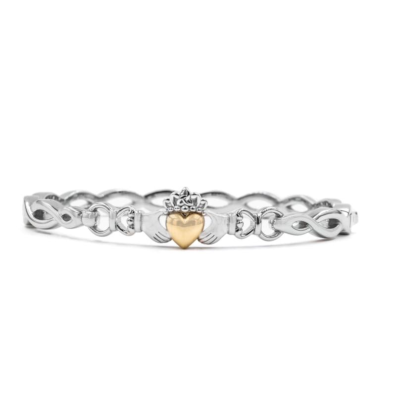 Striking Sterling Silver & 10K Yellow Gold Claddagh Gift Set For Women