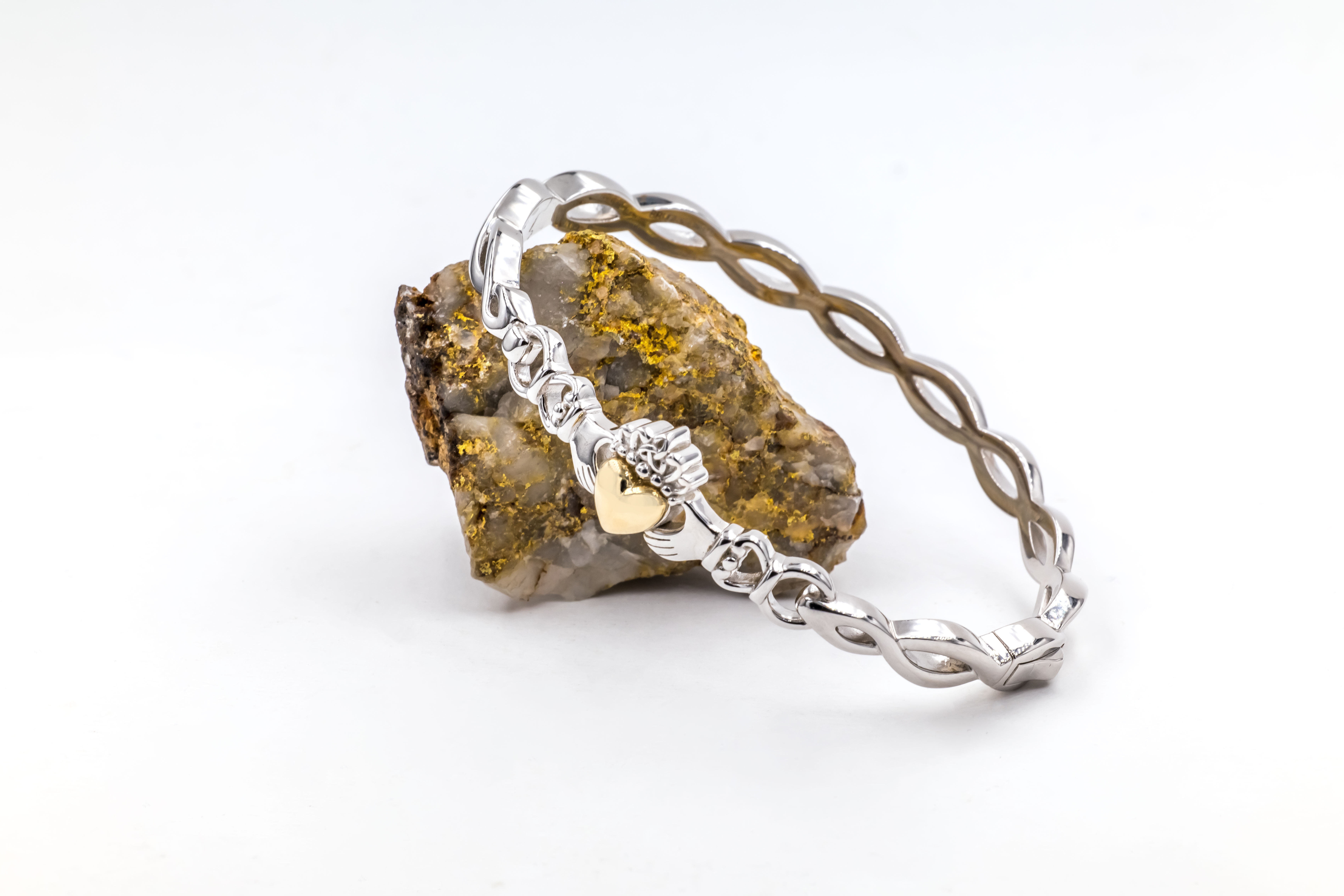 Gorgeous Sterling Silver & 10K Yellow Gold Claddagh Gift Set For Women