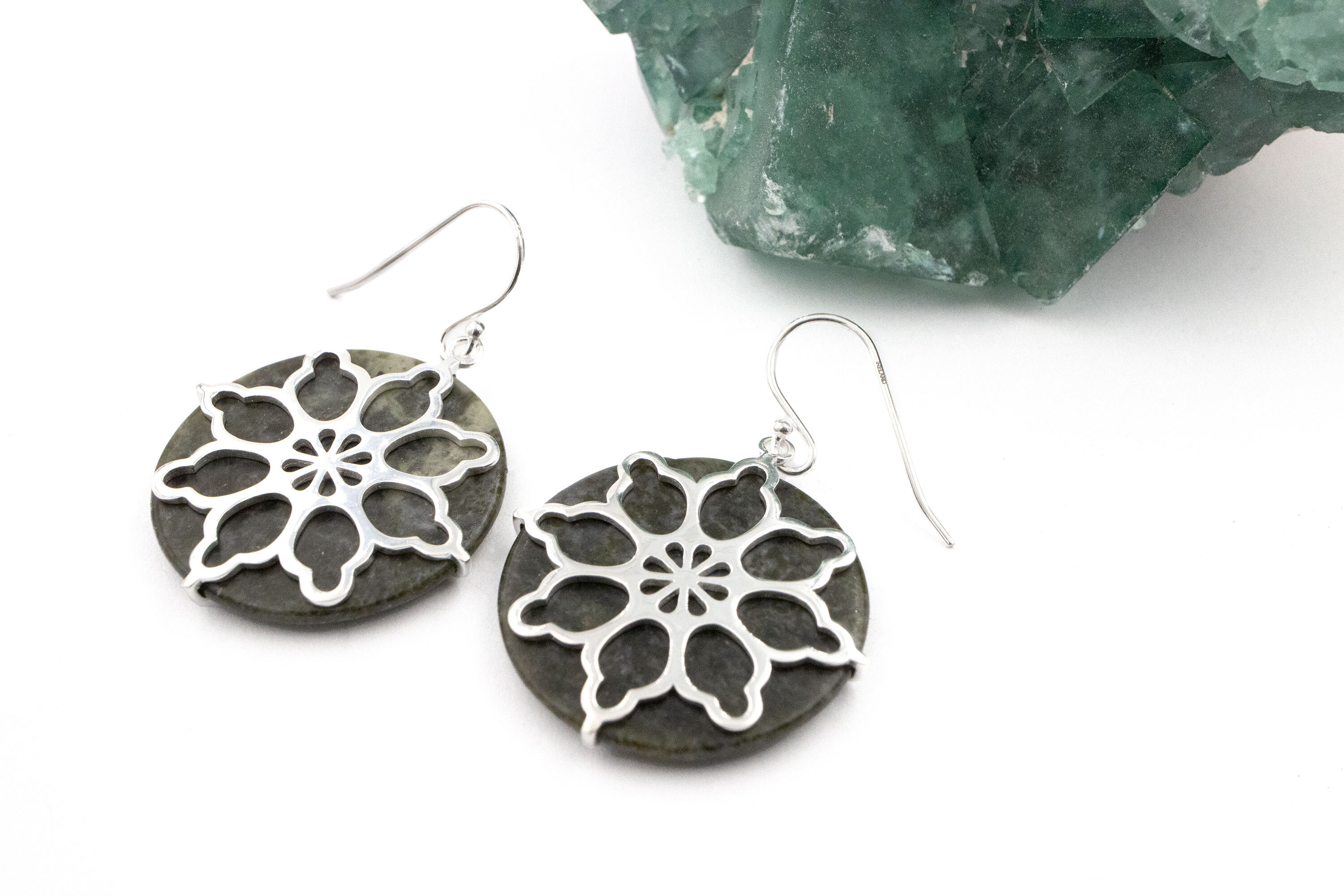 Authentic Sterling Silver Connemara Marble & Celtic Knot Gift Set For Women