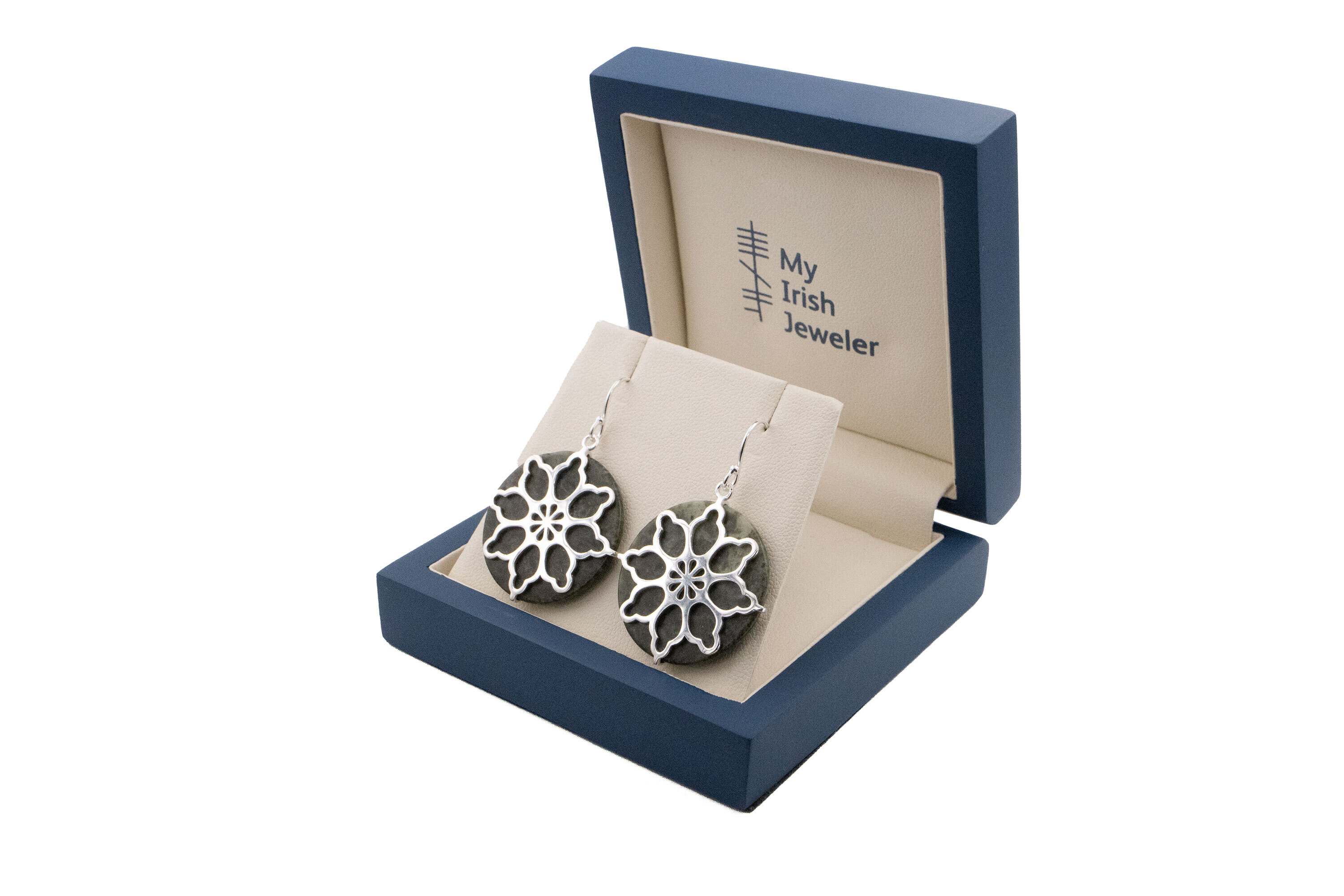 Womens Attractive Sterling Silver Connemara Marble & Celtic Knot Gift Set