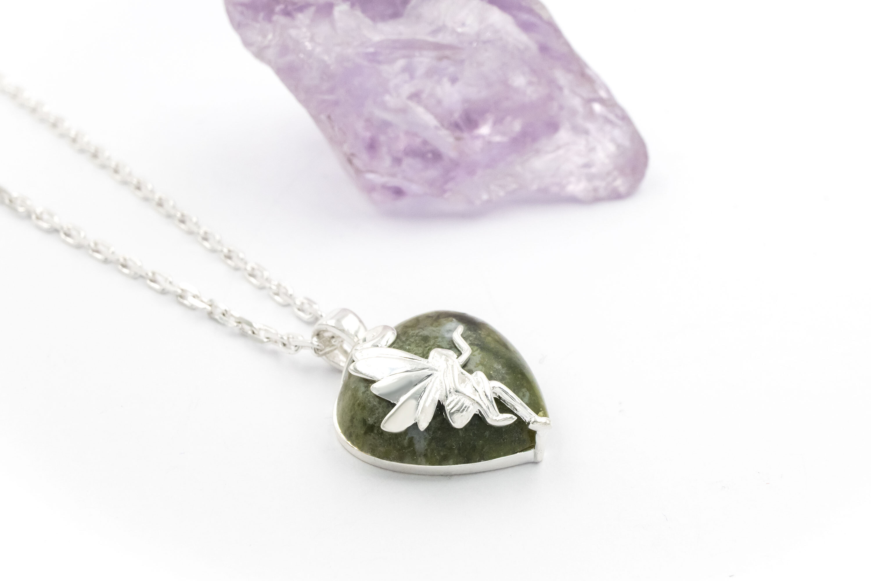 Genuine Sterling Silver Connemara Marble Necklace For Women