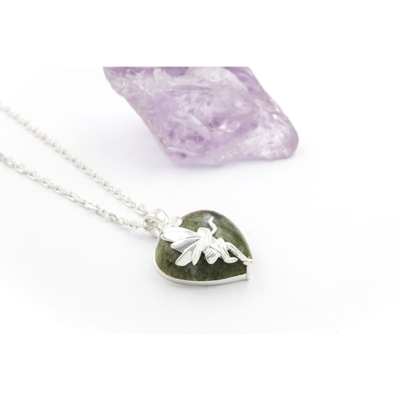 Genuine Sterling Silver Connemara Marble Necklace For Women