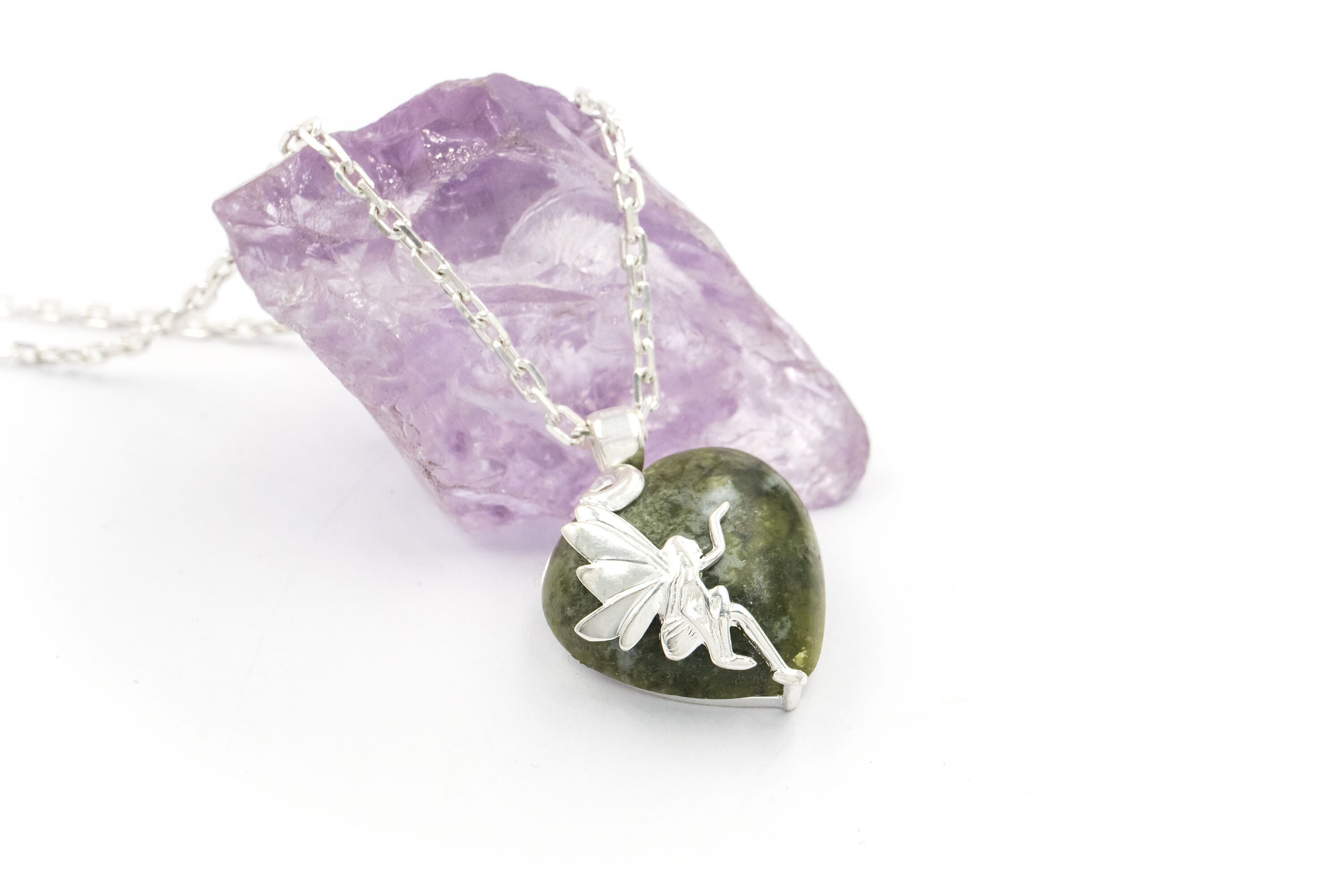 Womens Sterling Silver Connemara Marble Necklace