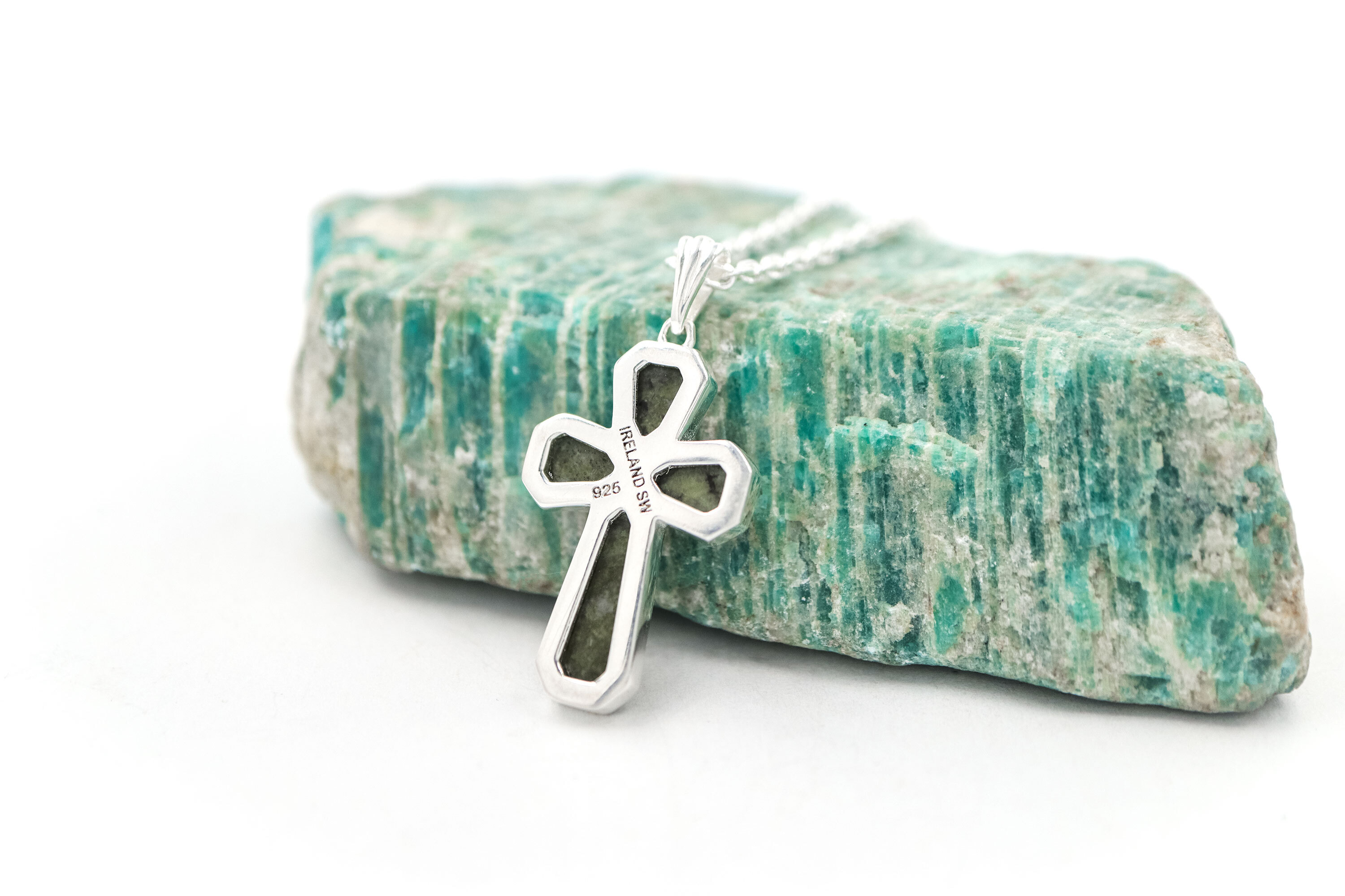 Authentic Sterling Silver Connemara Marble & Celtic Cross Necklace For Children