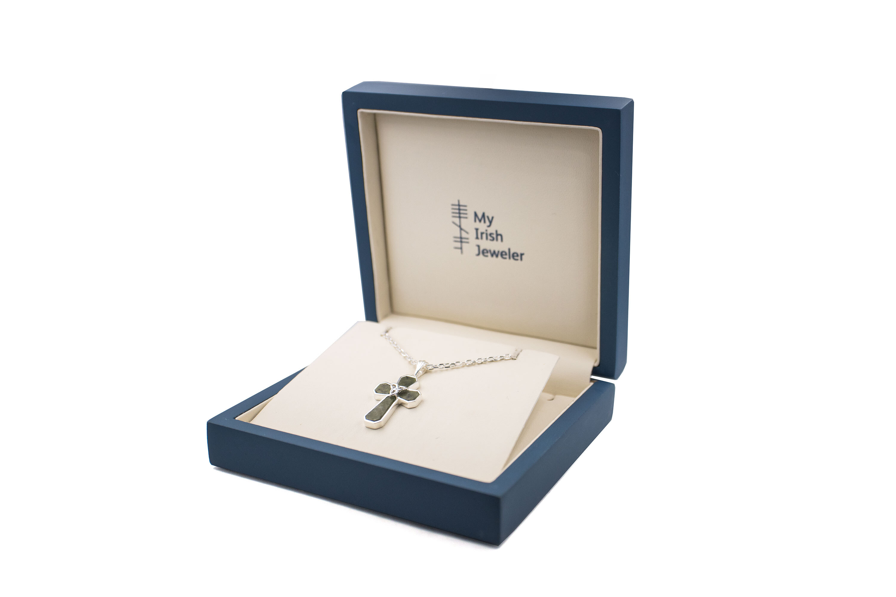 Genuine Sterling Silver Connemara Marble & Celtic Cross Necklace For Children