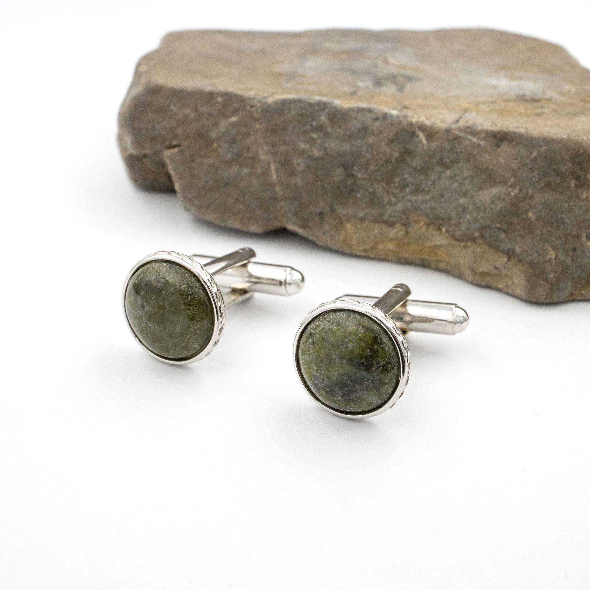 Silver Plated Connemara Marble Cufflinks