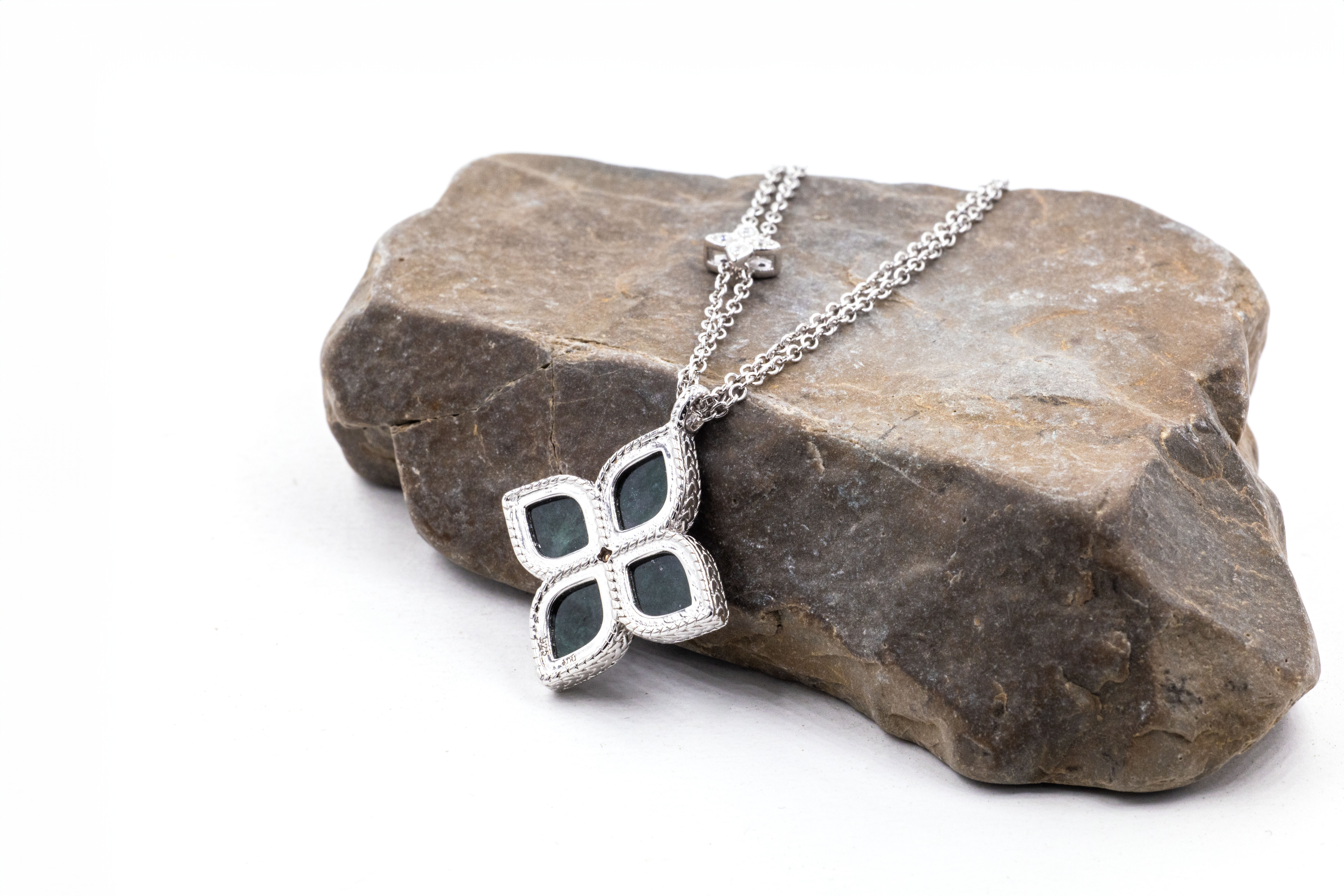 Genuine Sterling Silver Connemara Marble Necklace With a Polished Finish For Women. Picture Of The Back.
