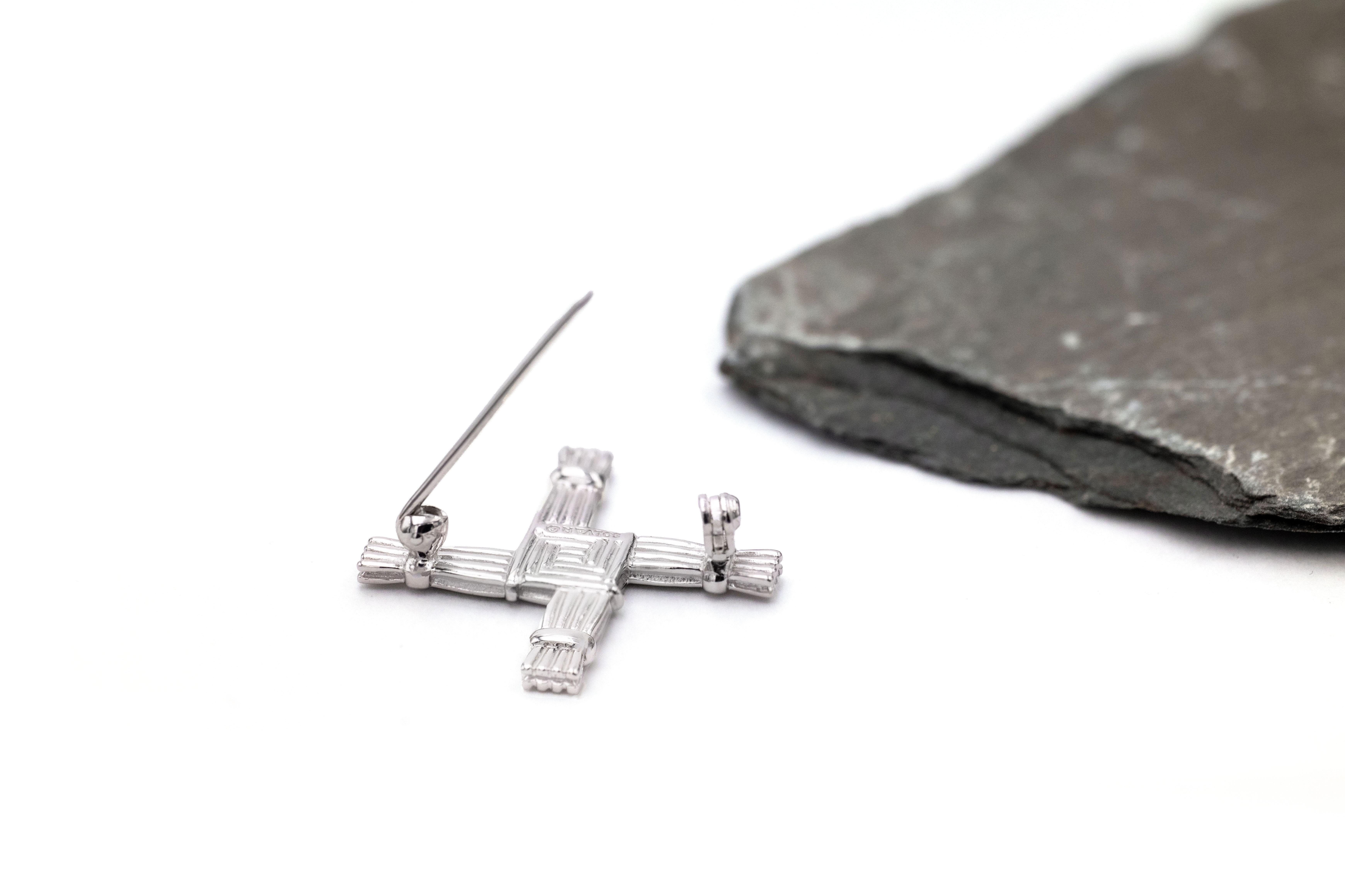 Womens Polished St Brigids Cross & Connemara Marble Gift Set in Real Sterling Silver. Picture Of The Back.