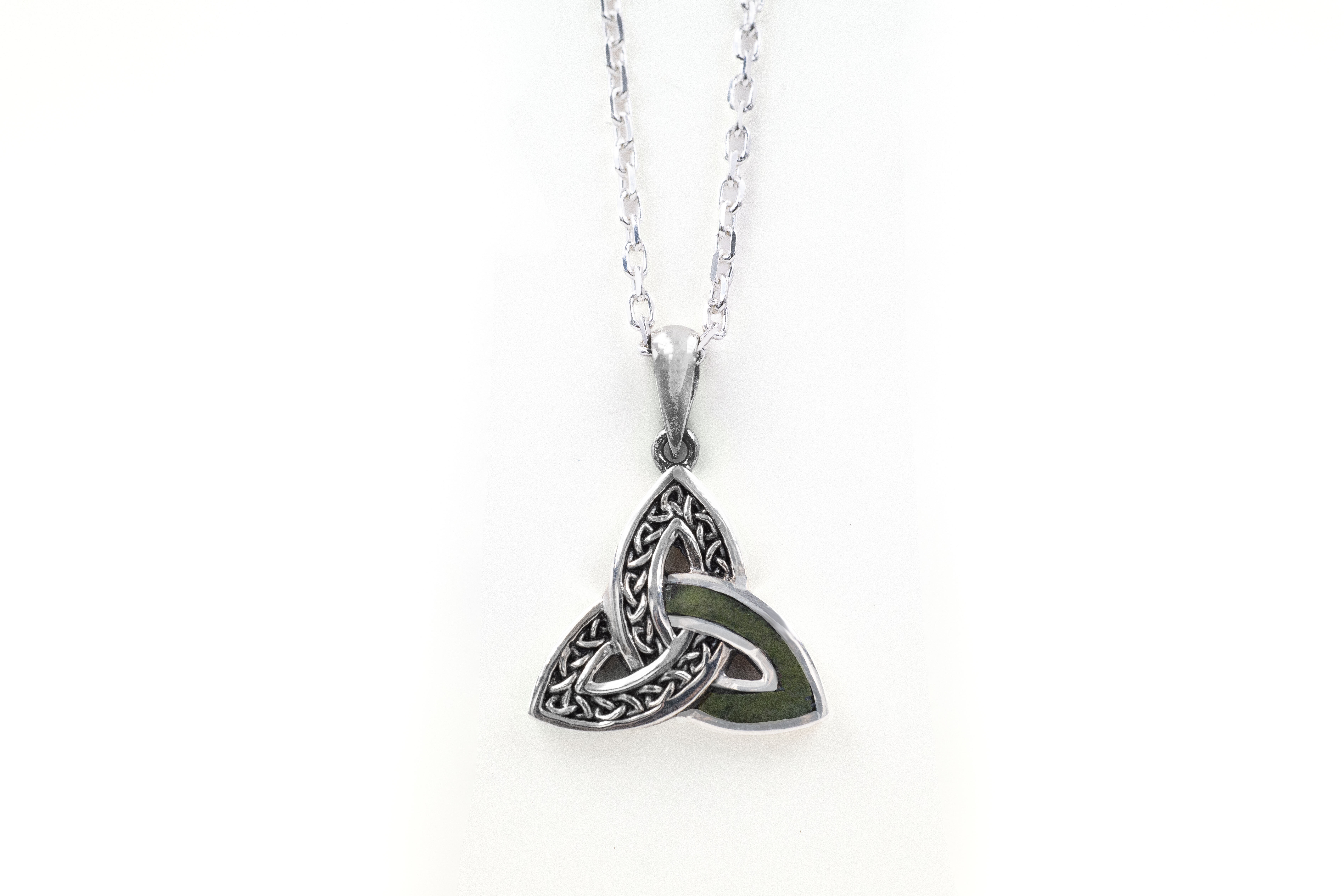 Real Sterling Silver Connemara Marble Necklace With a Oxidised Finish For Women