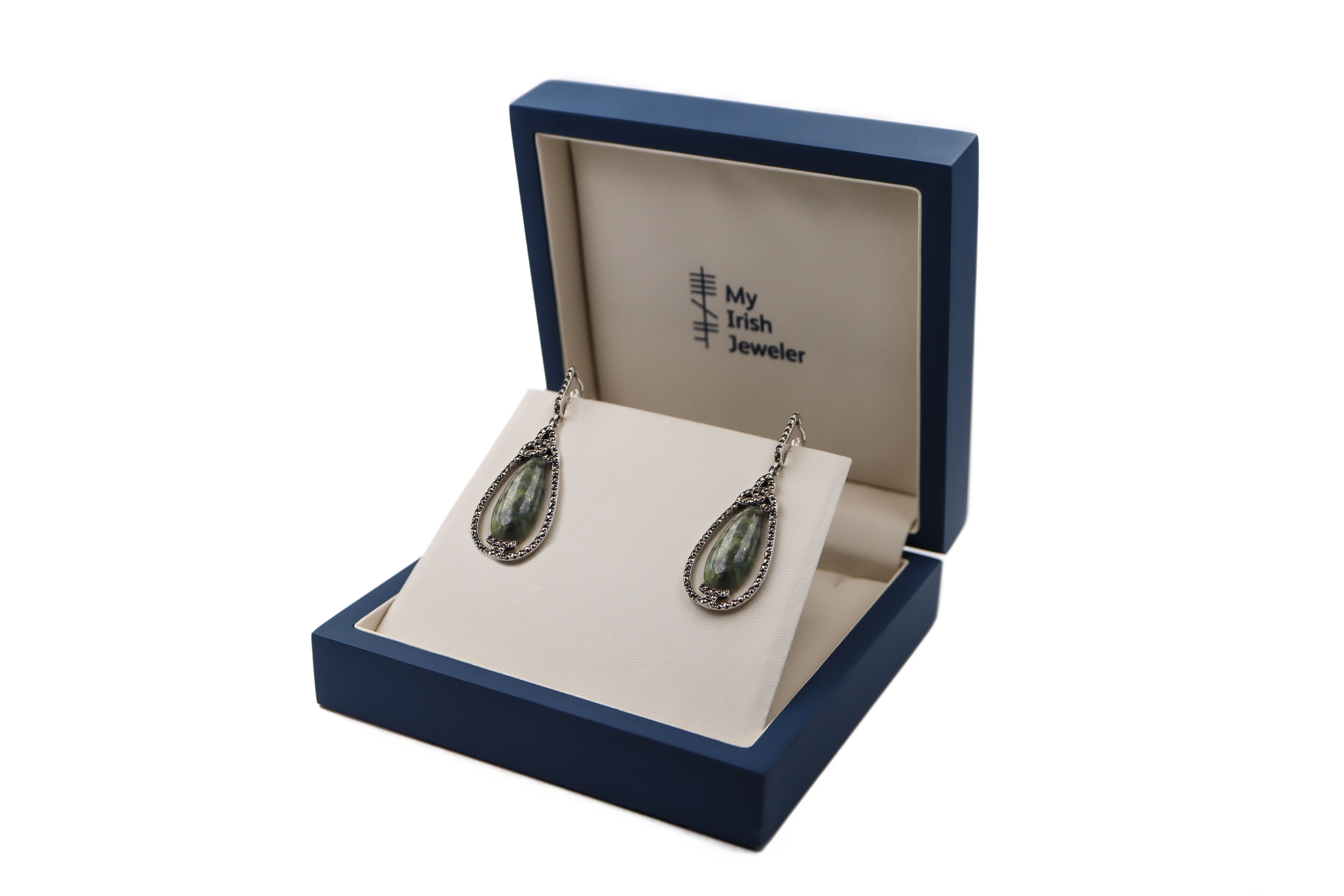 Large Gorgeous Sterling Silver Connemara Marble Earrings For Women. In Luxury Packaging.