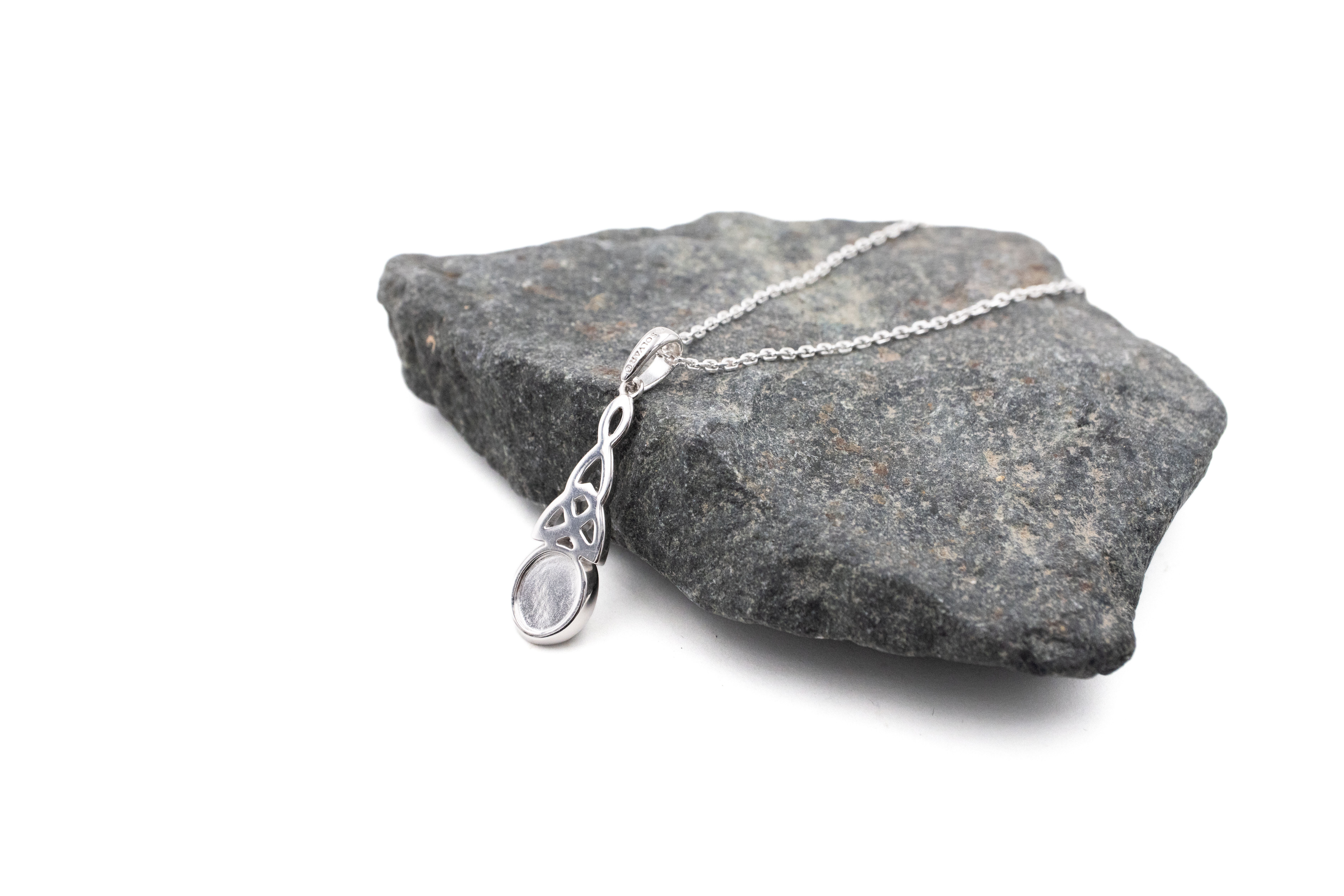 Womens Trinity Knot Necklace in Real Sterling Silver. Picture Of The Back.