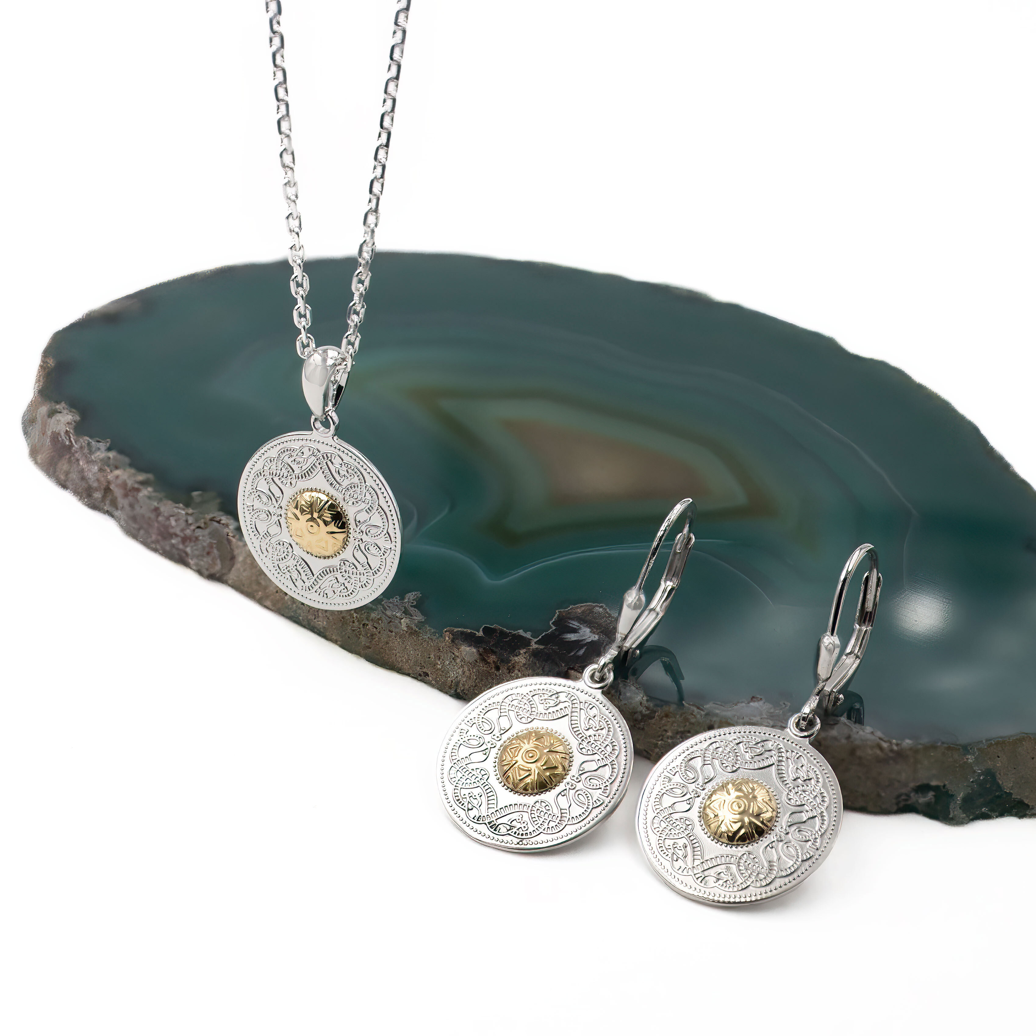 Two Tone Celtic Warrior Necklace Gift Set