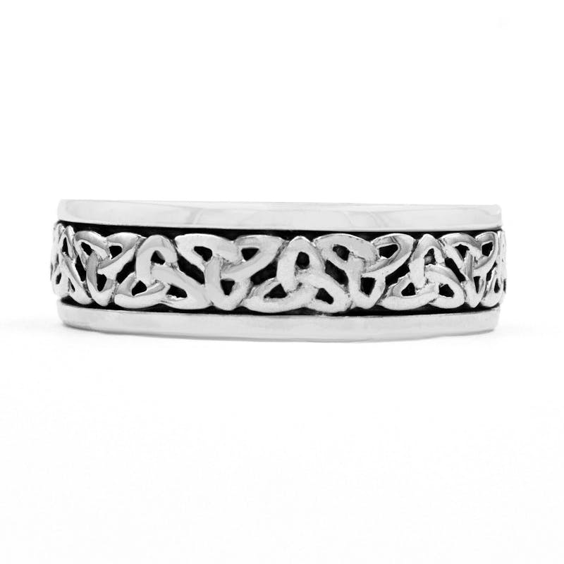 Sterling Silver Antiqued Celtic Knot Claddagh Ring