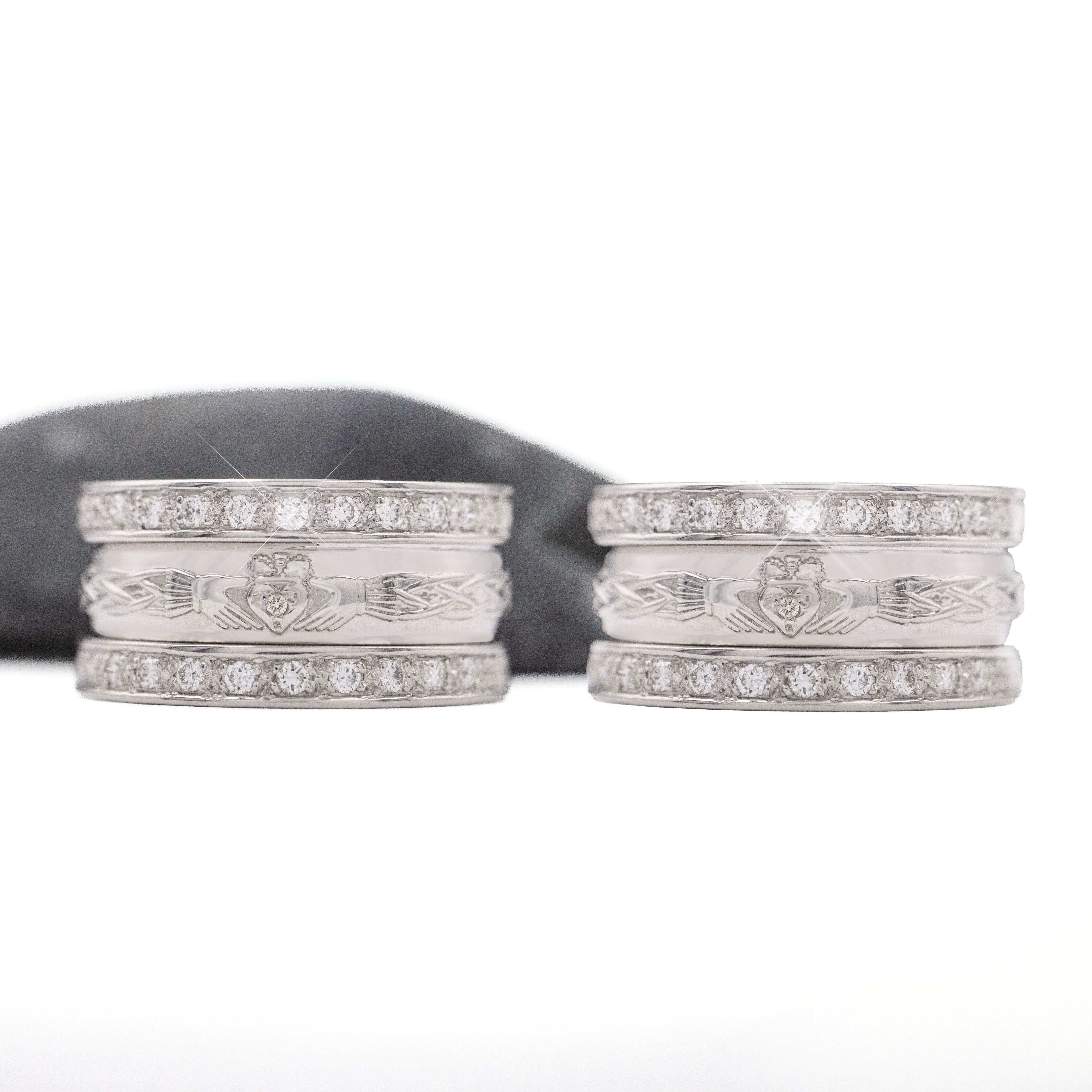 Diamond Claddagh Couples Bands