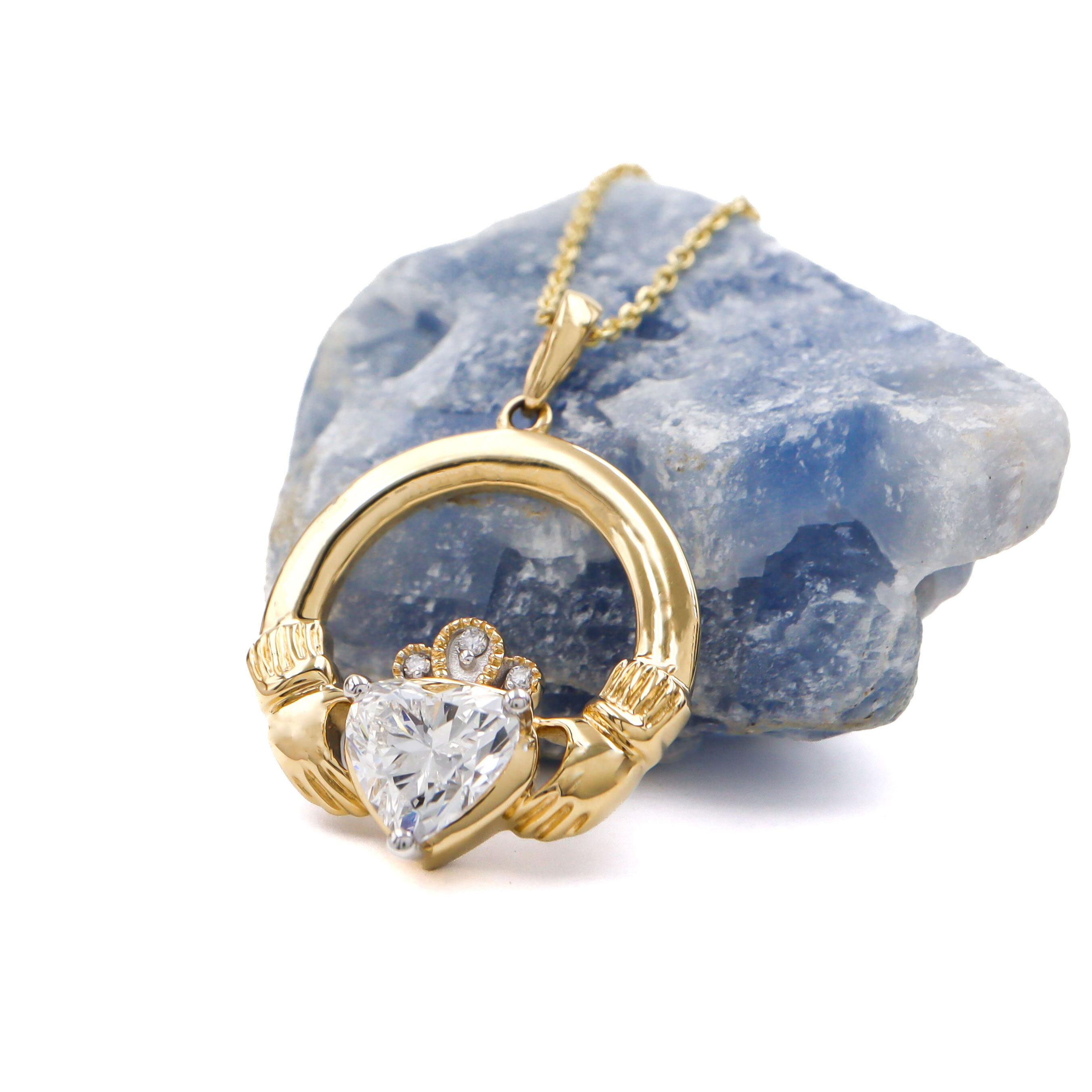 Gorgeous Yellow Gold Claddagh Gift Set For Women With a Polished Finish