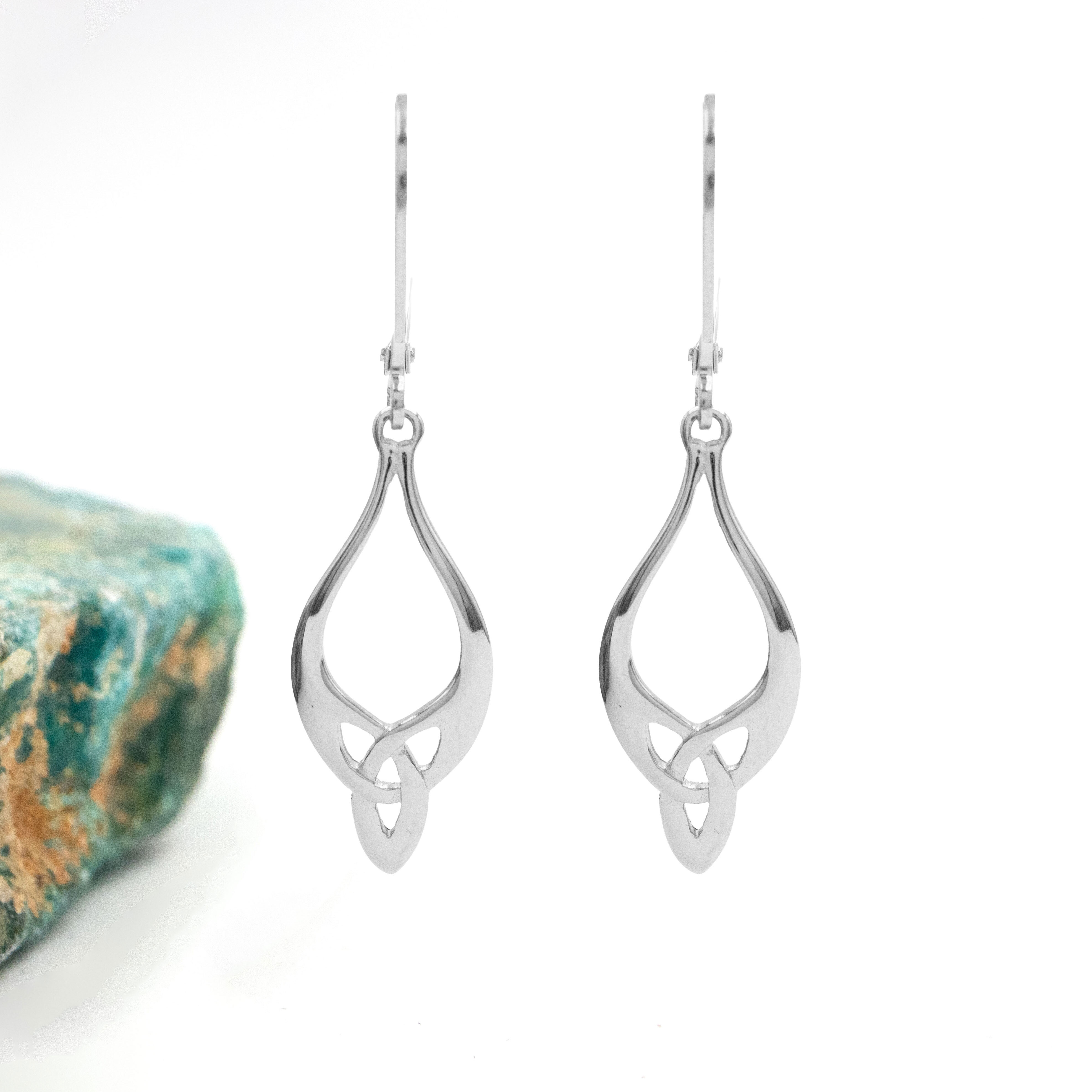 Silver Trinity Knot Drop Earrings