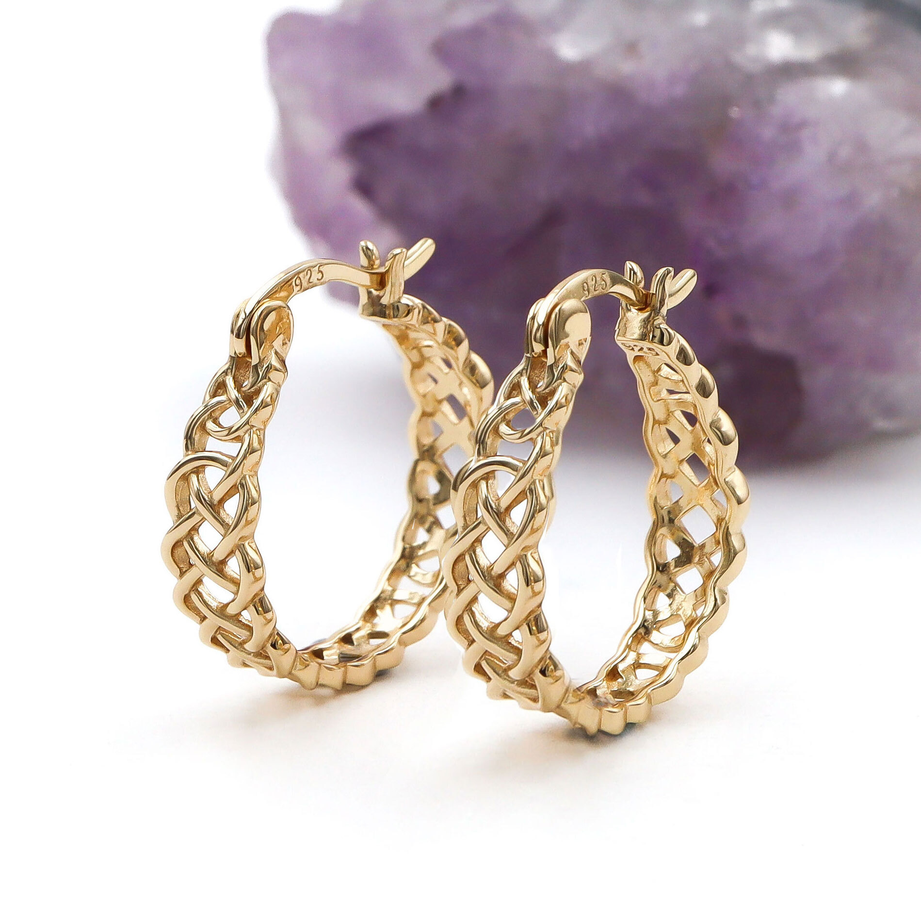 Gold Vermeil Celtic Knot Hoops