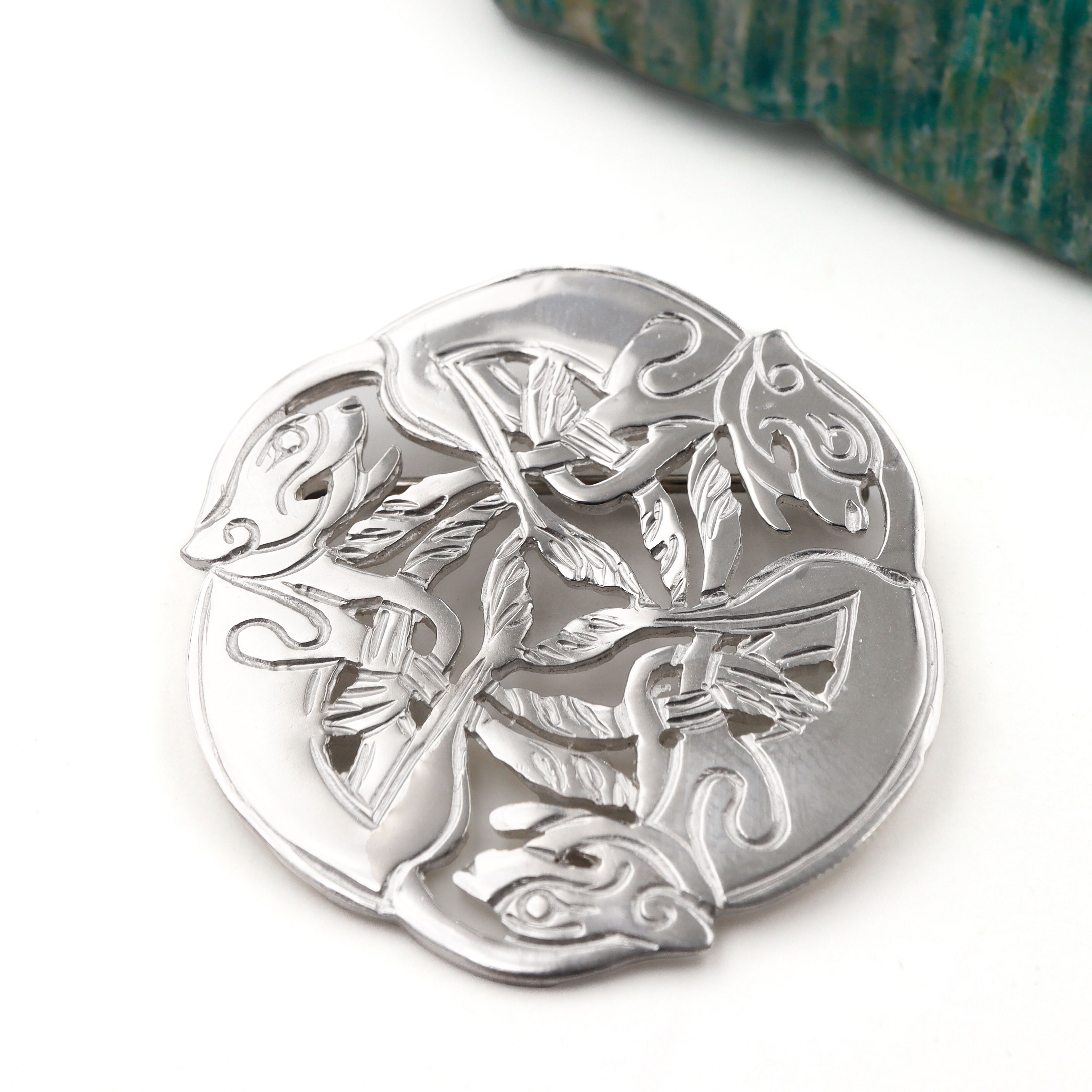 Handmade  Celtic Three Dog Brooch by Aidan Breen
