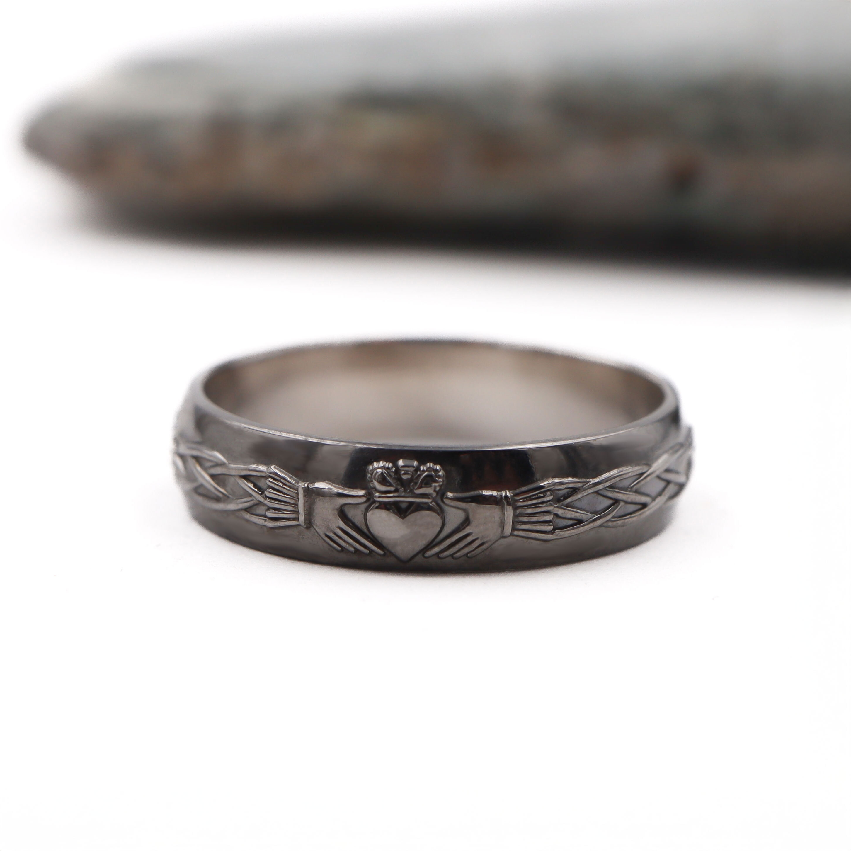 Black Claddagh Wedding Band